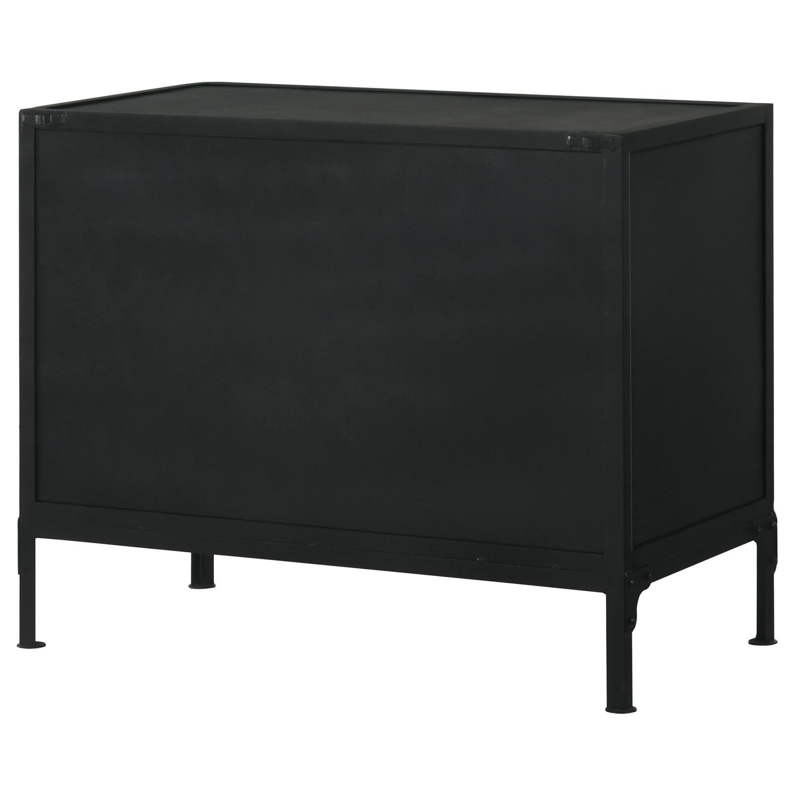Sadler 2-Drawer Iron Accent Cabinet With Glass Doors