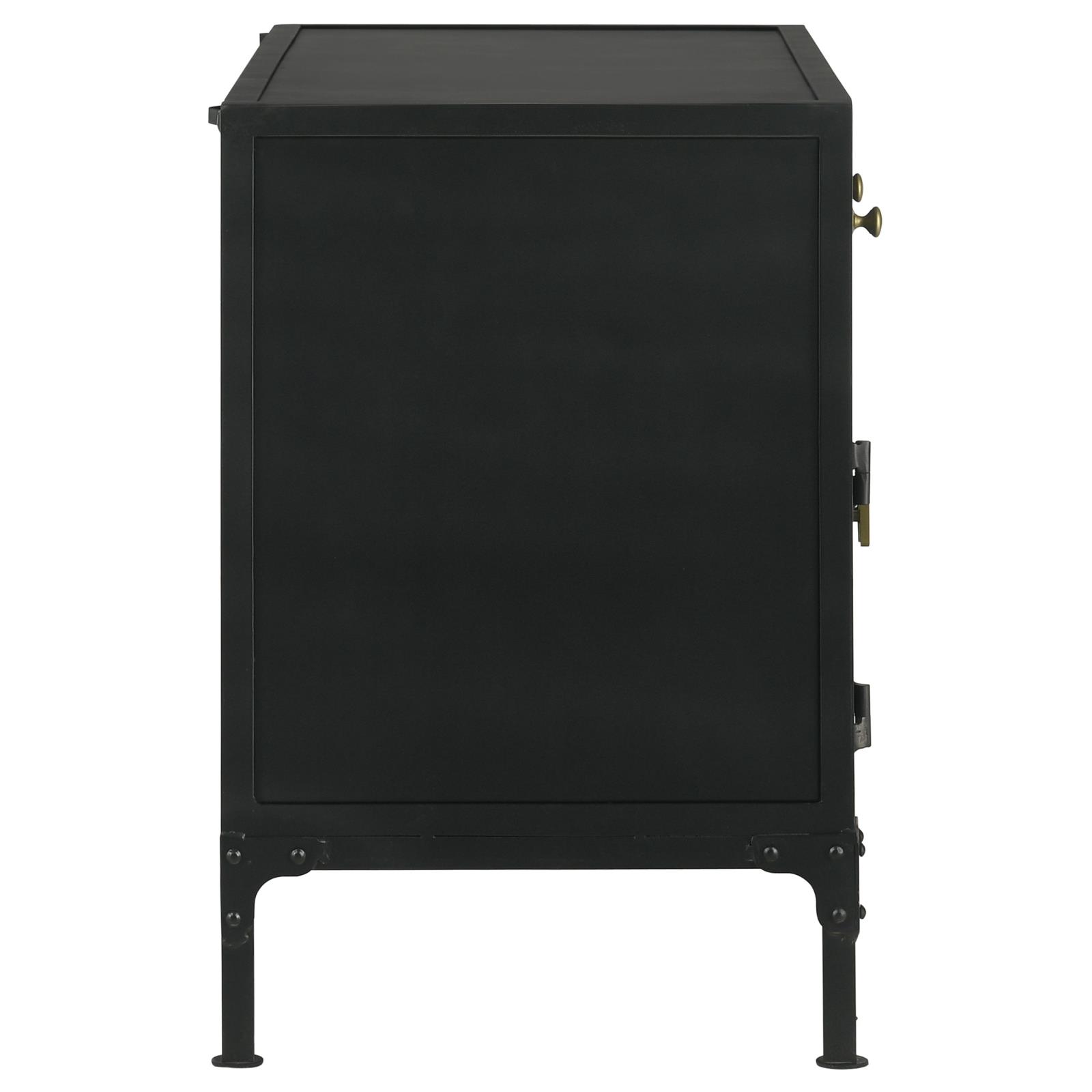 Sadler 2-Drawer Iron Accent Cabinet With Glass Doors