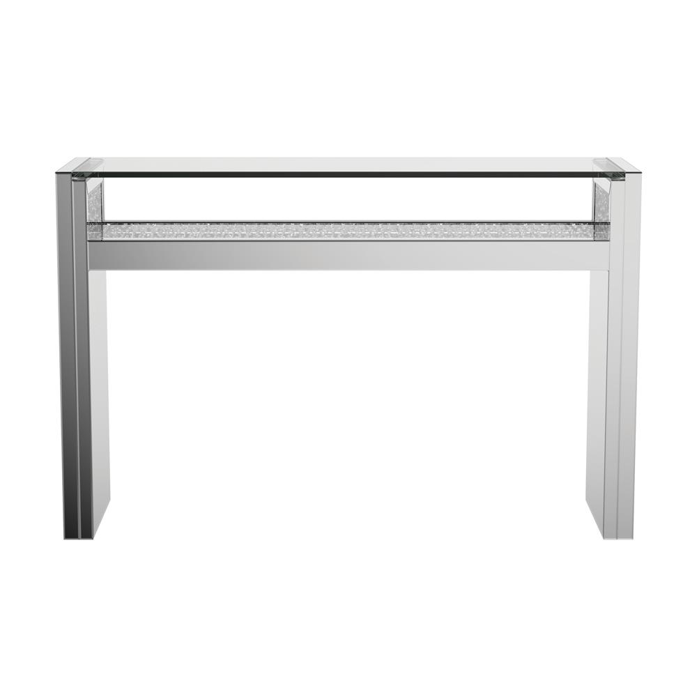 Edna 1-shelf Mirrored Console Table with Glass Top