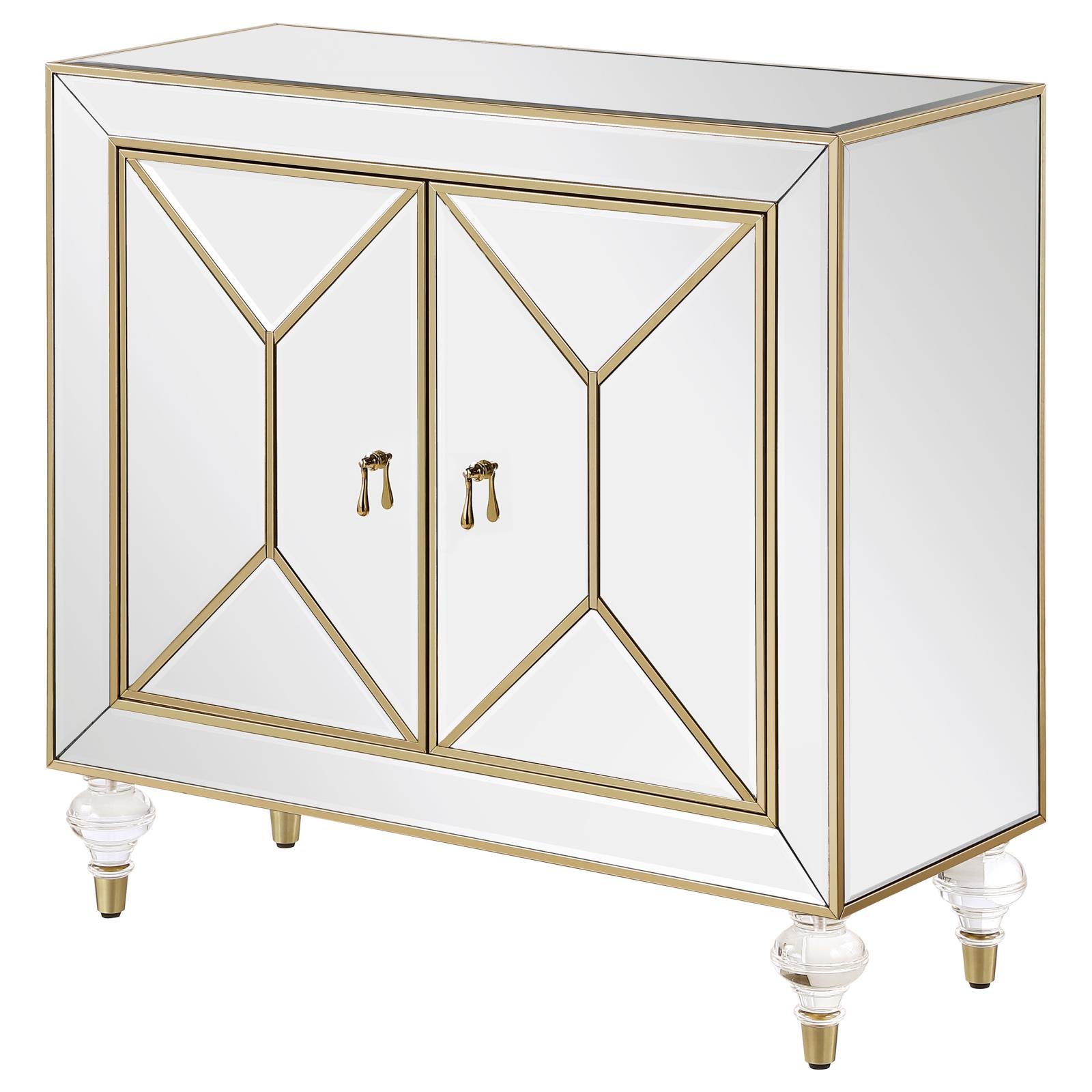 Lupin 2-door Mirrored Accent Cabinet with Acrylic Legs