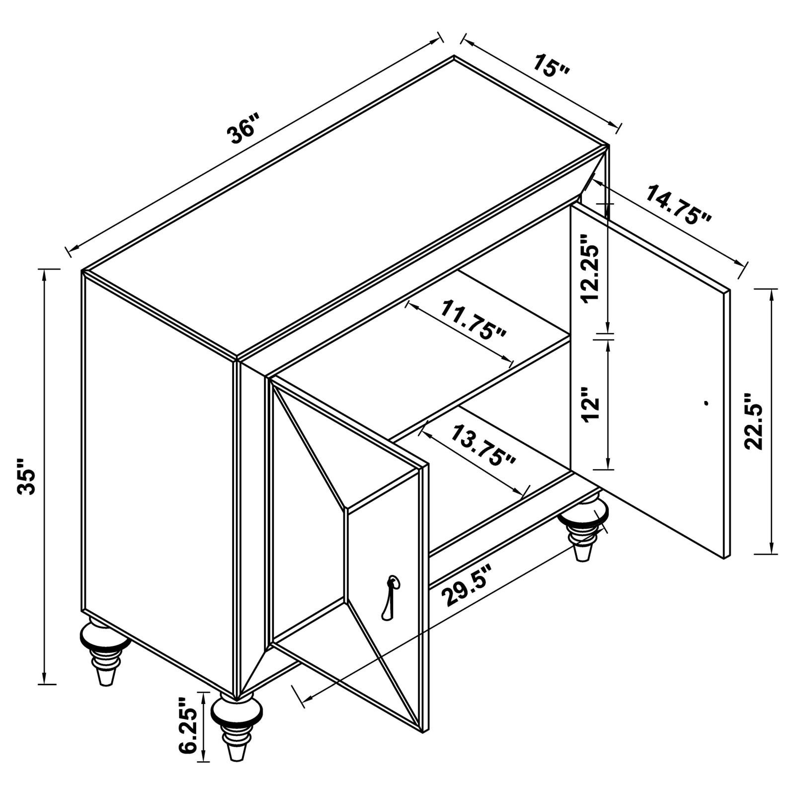 Lupin 2-door Mirrored Accent Cabinet with Acrylic Legs