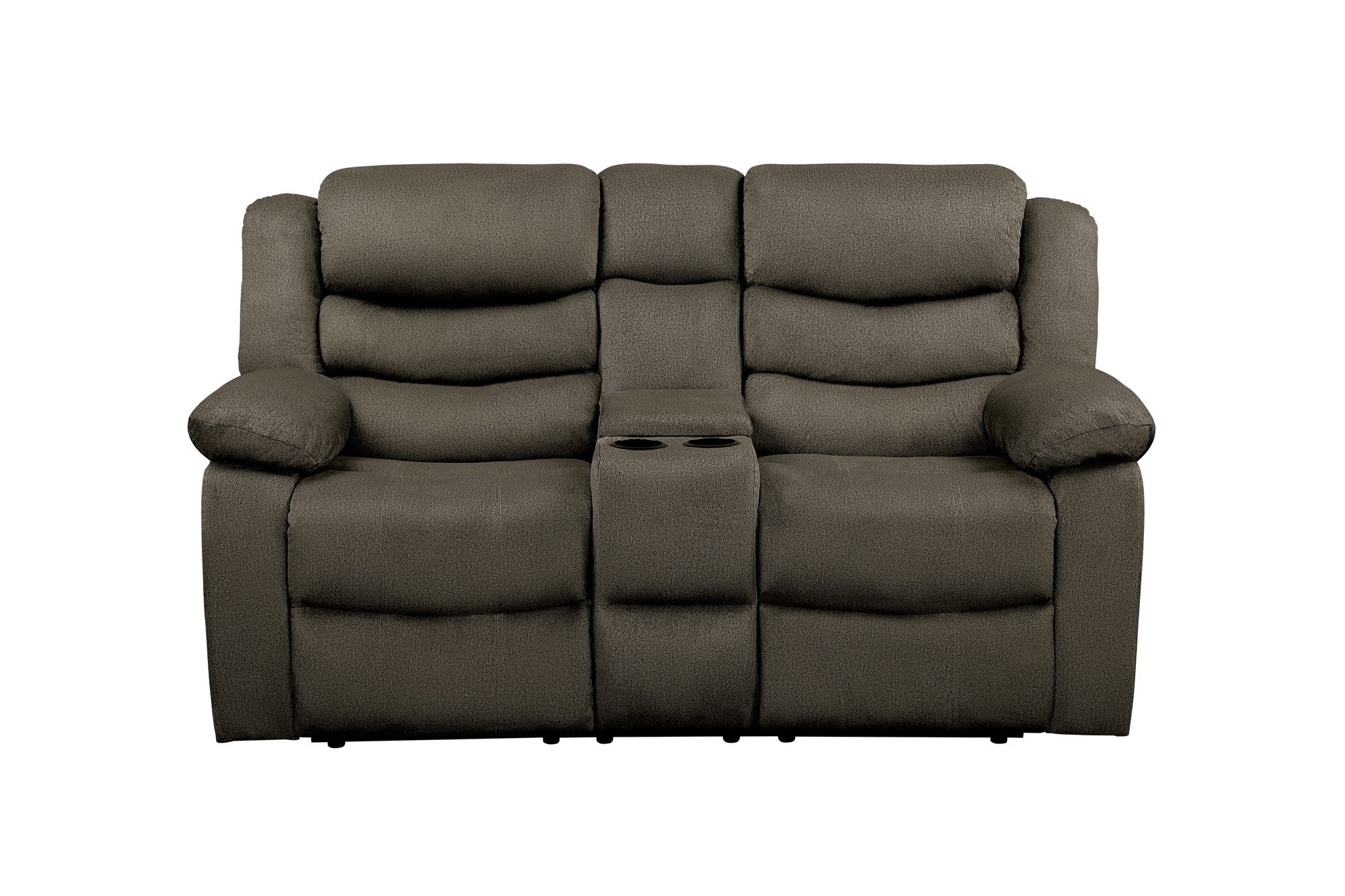 Discus Fabric Double Reclining Loveseat w/Console