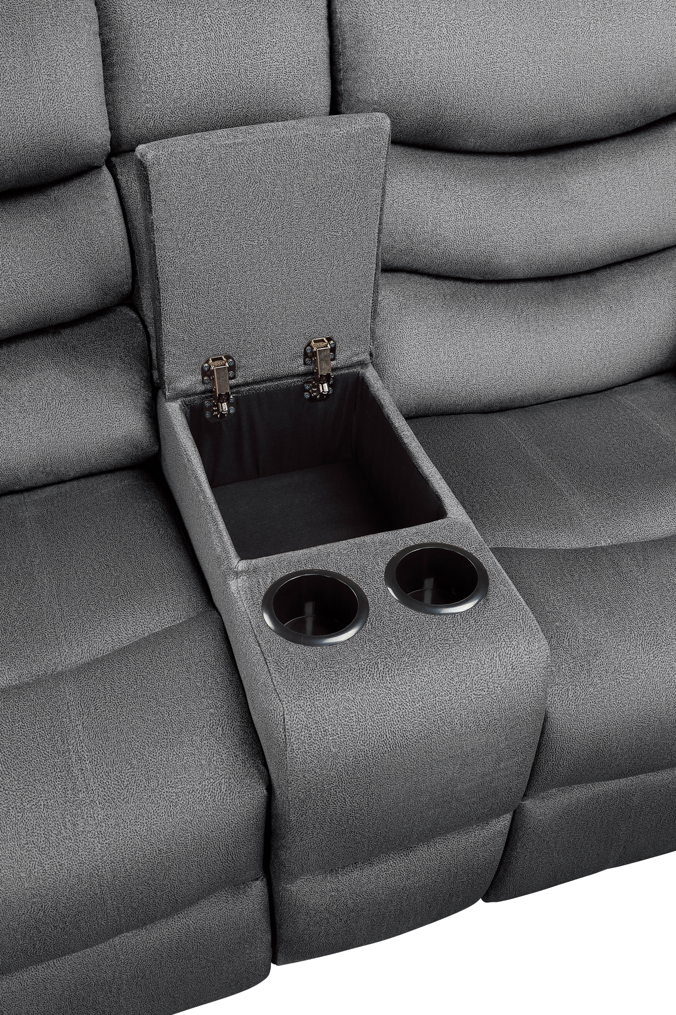 Discus Fabric Double Reclining Loveseat w/Console