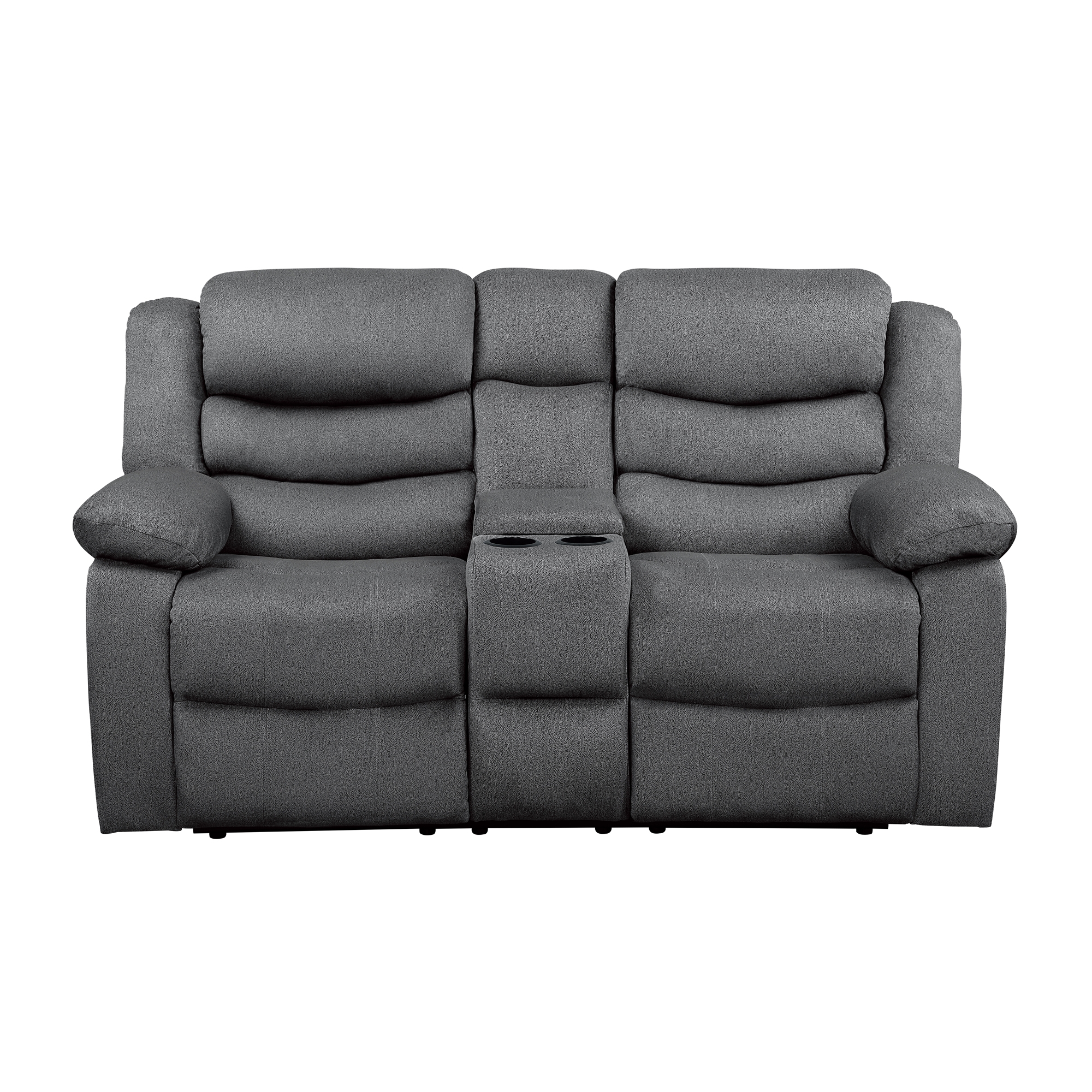 Discus Fabric Double Reclining Loveseat w/Console