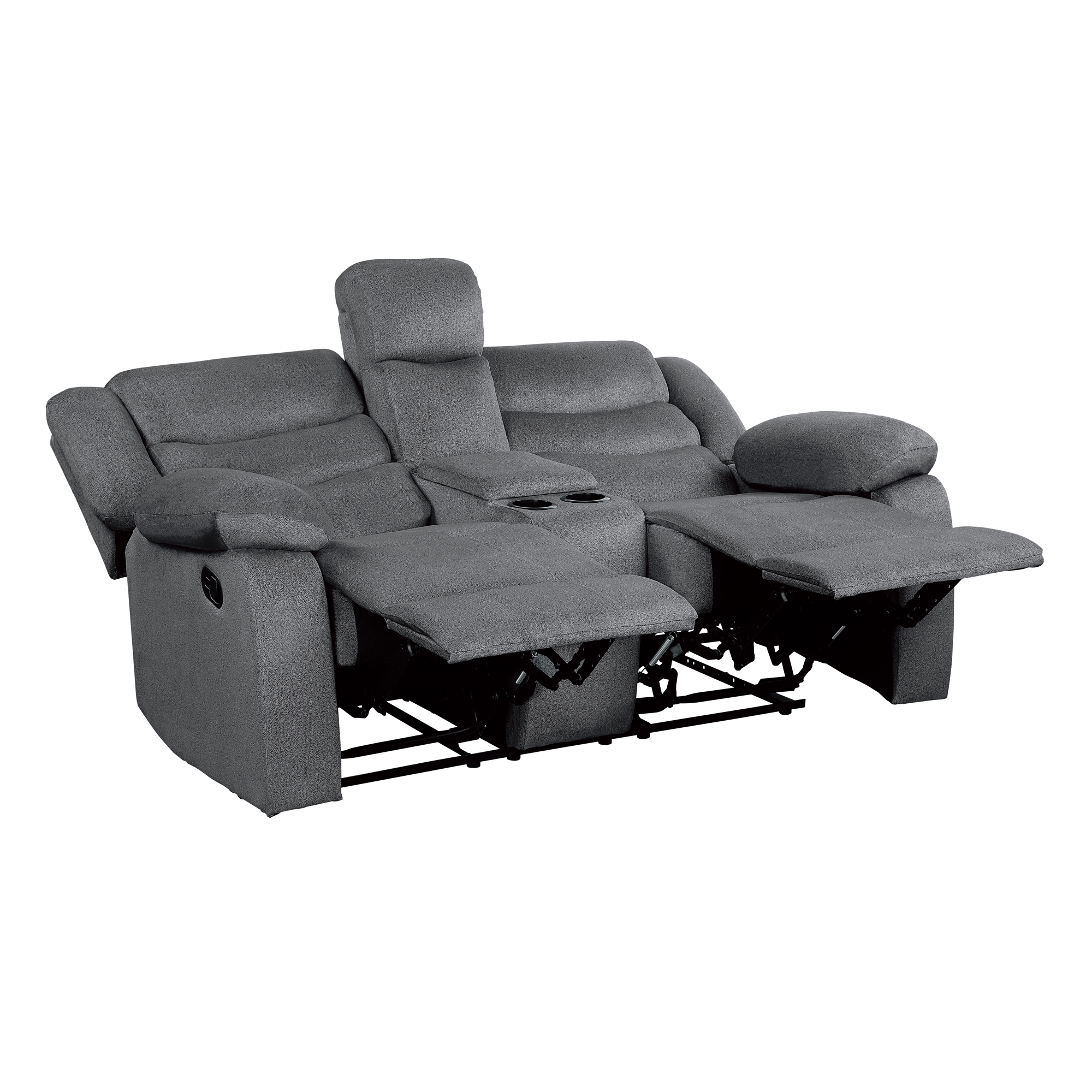 Discus Fabric Double Reclining Loveseat w/Console