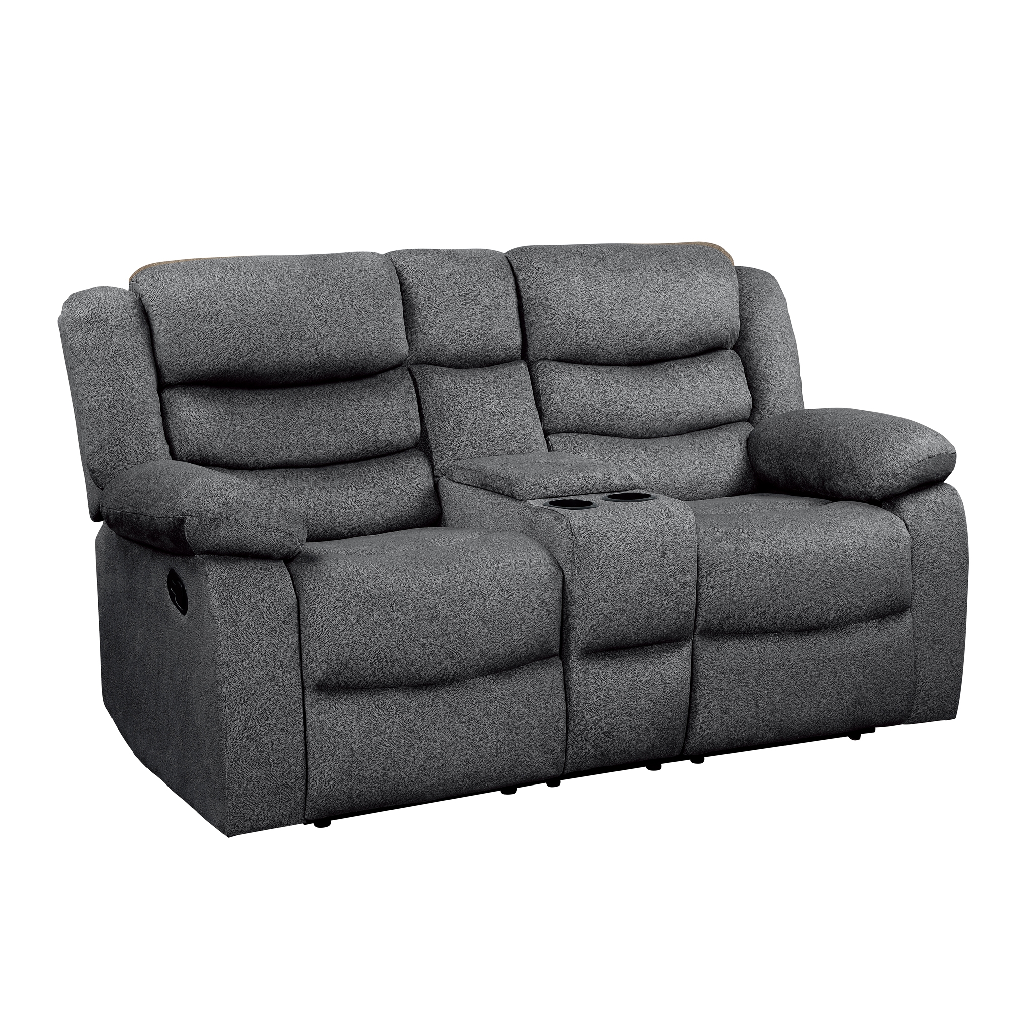 Discus Fabric Double Reclining Loveseat w/Console