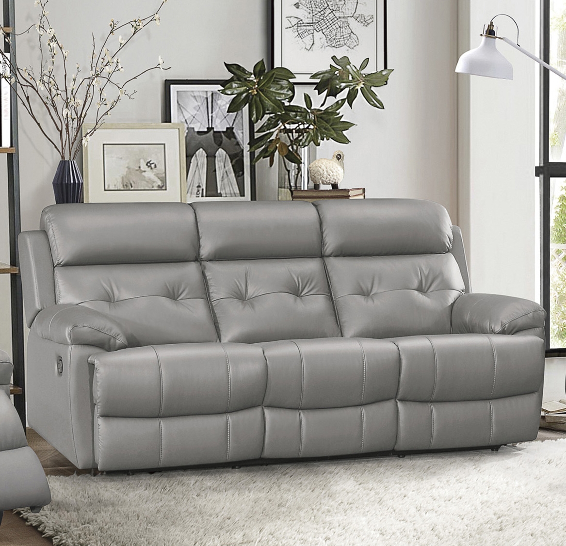 Lambent Leather/Bi-Cast Vinyl Double Reclining Sofa
