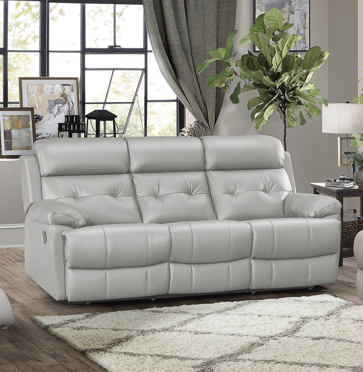 Lambent Leather/Bi-Cast Vinyl Double Reclining Sofa