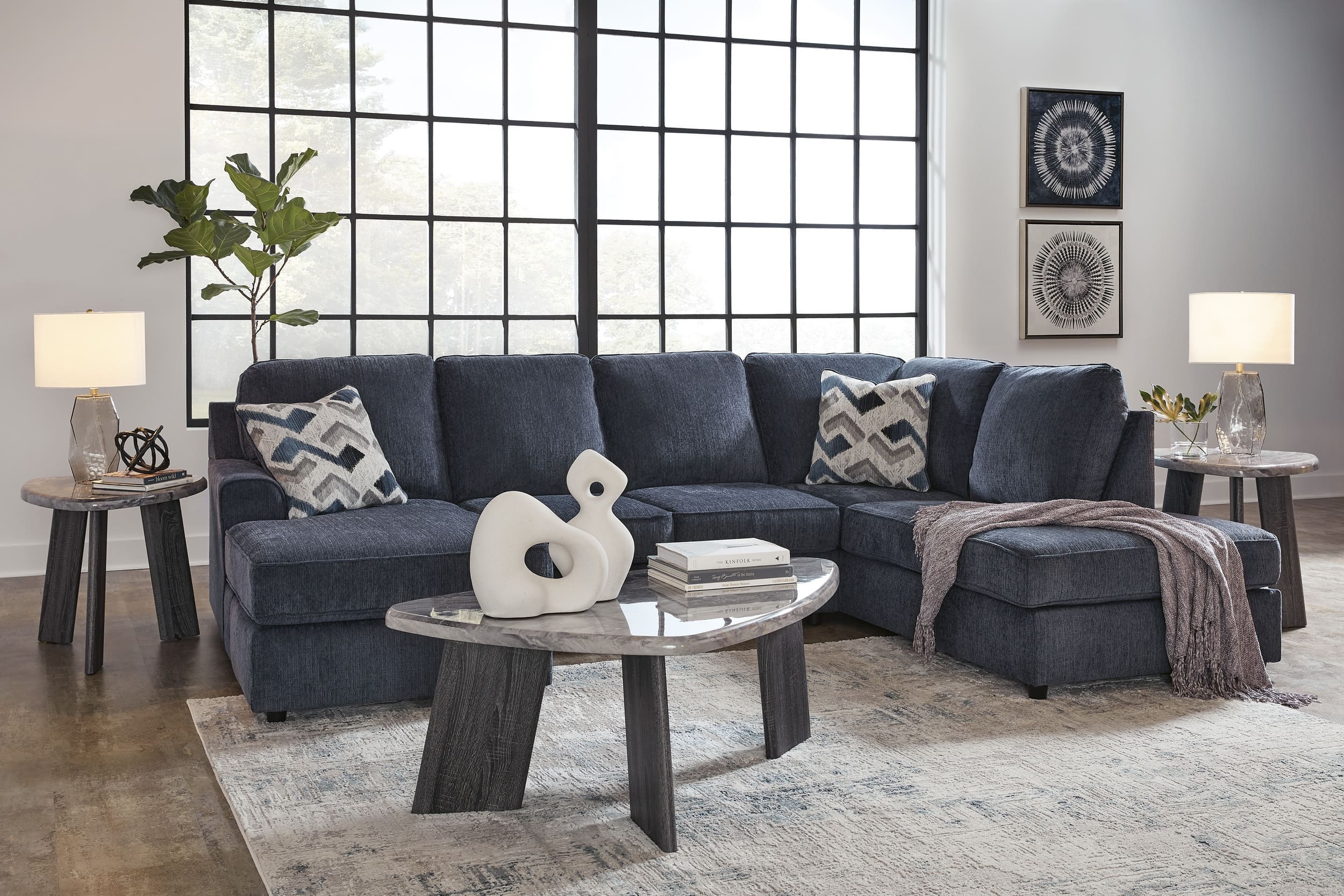 Albar Place 2-Piece Polyester U-Shaped Sectional Sofa w/Right Arm Chaise Facing
