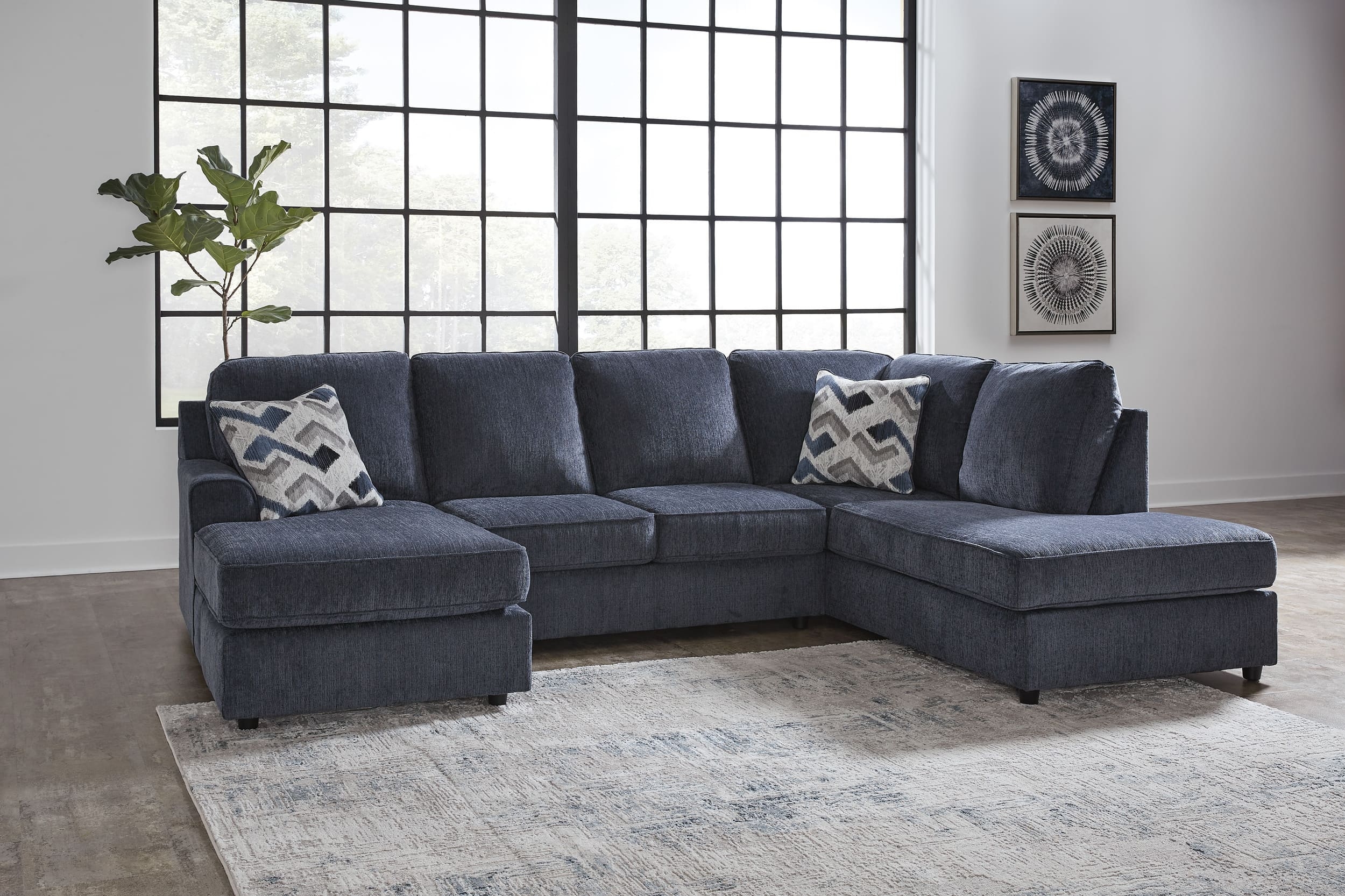 Albar Place 2-Piece Polyester U-Shaped Sectional Sofa w/Right Arm Chaise Facing