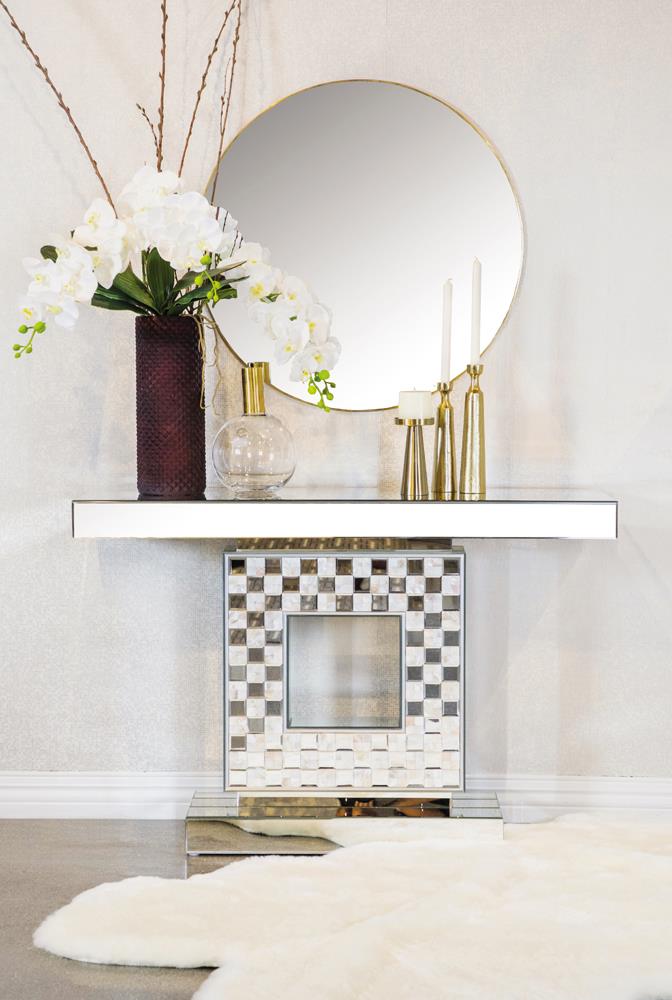 Claire Checkerboard Square Base Console Table