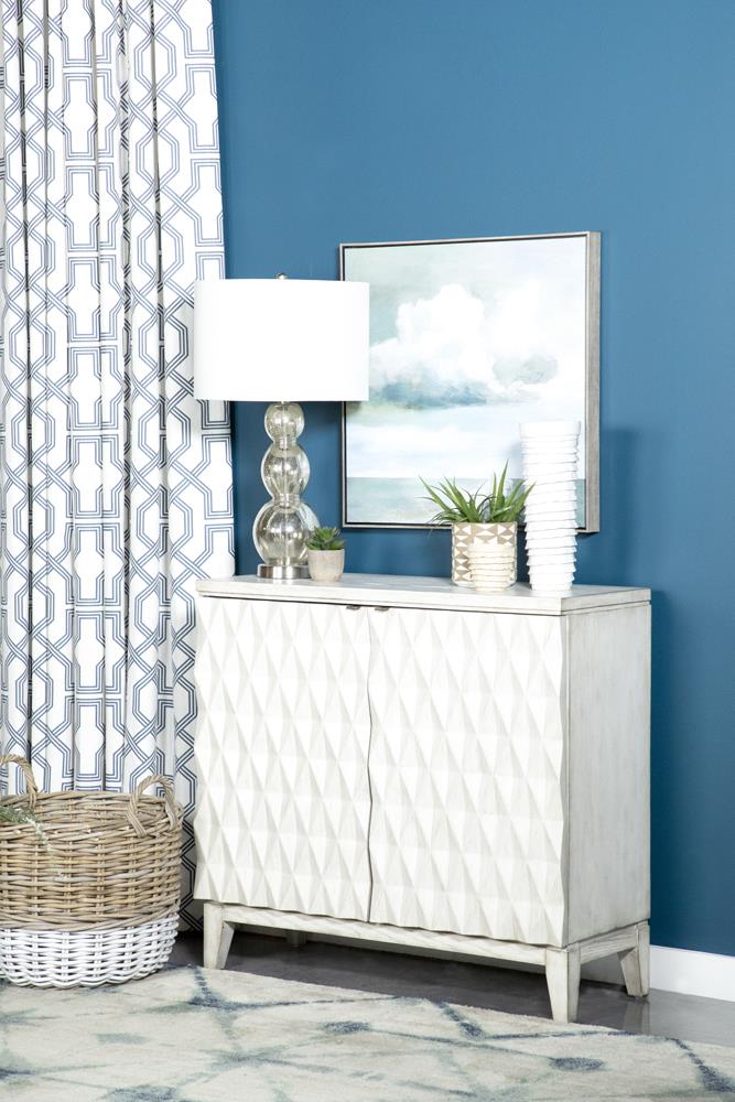 Moody Wood Venner Accent Cabinet with Carved Door