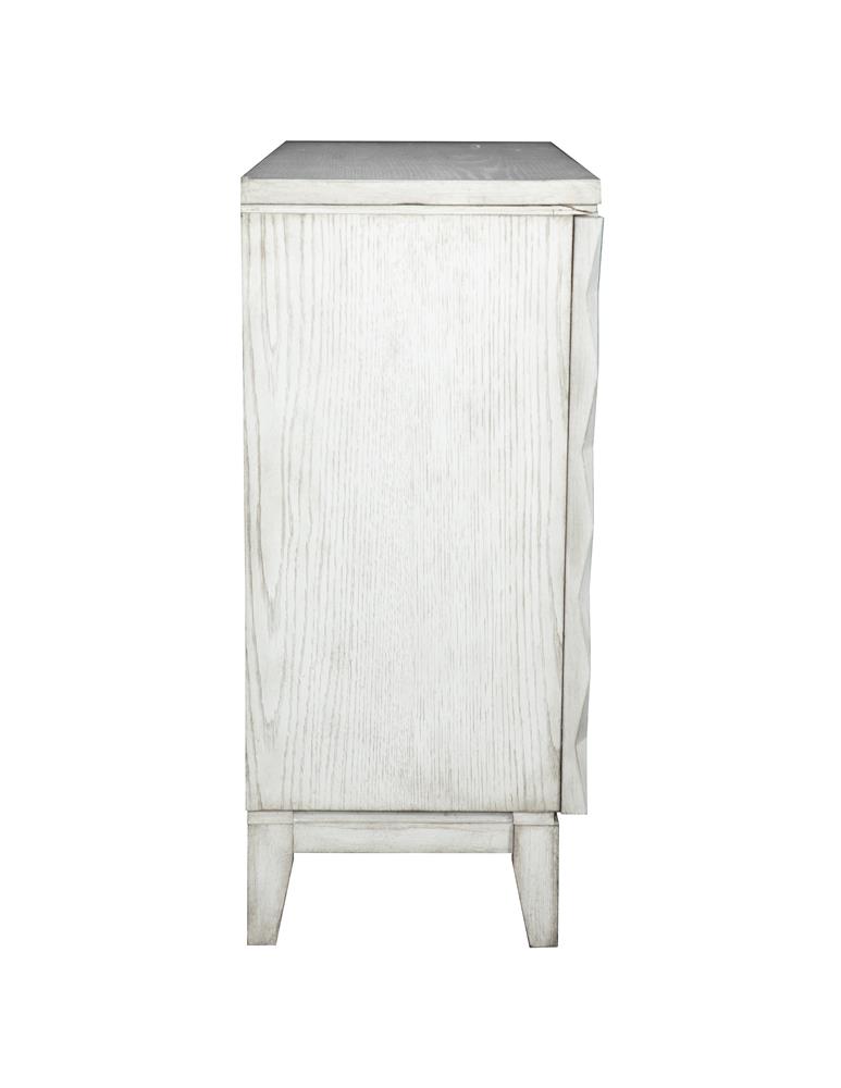 Moody Wood Venner Accent Cabinet with Carved Door
