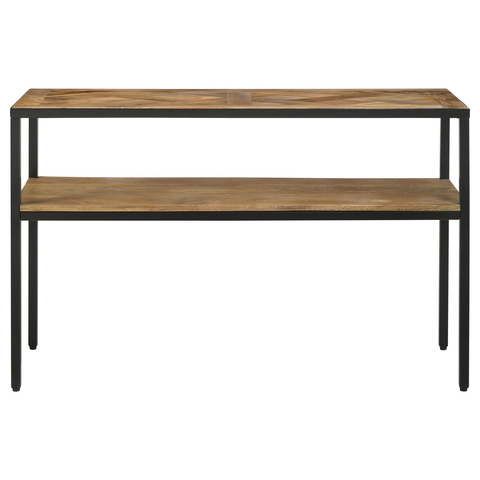 Quince Wood/Metal Console Table with Open Shelf