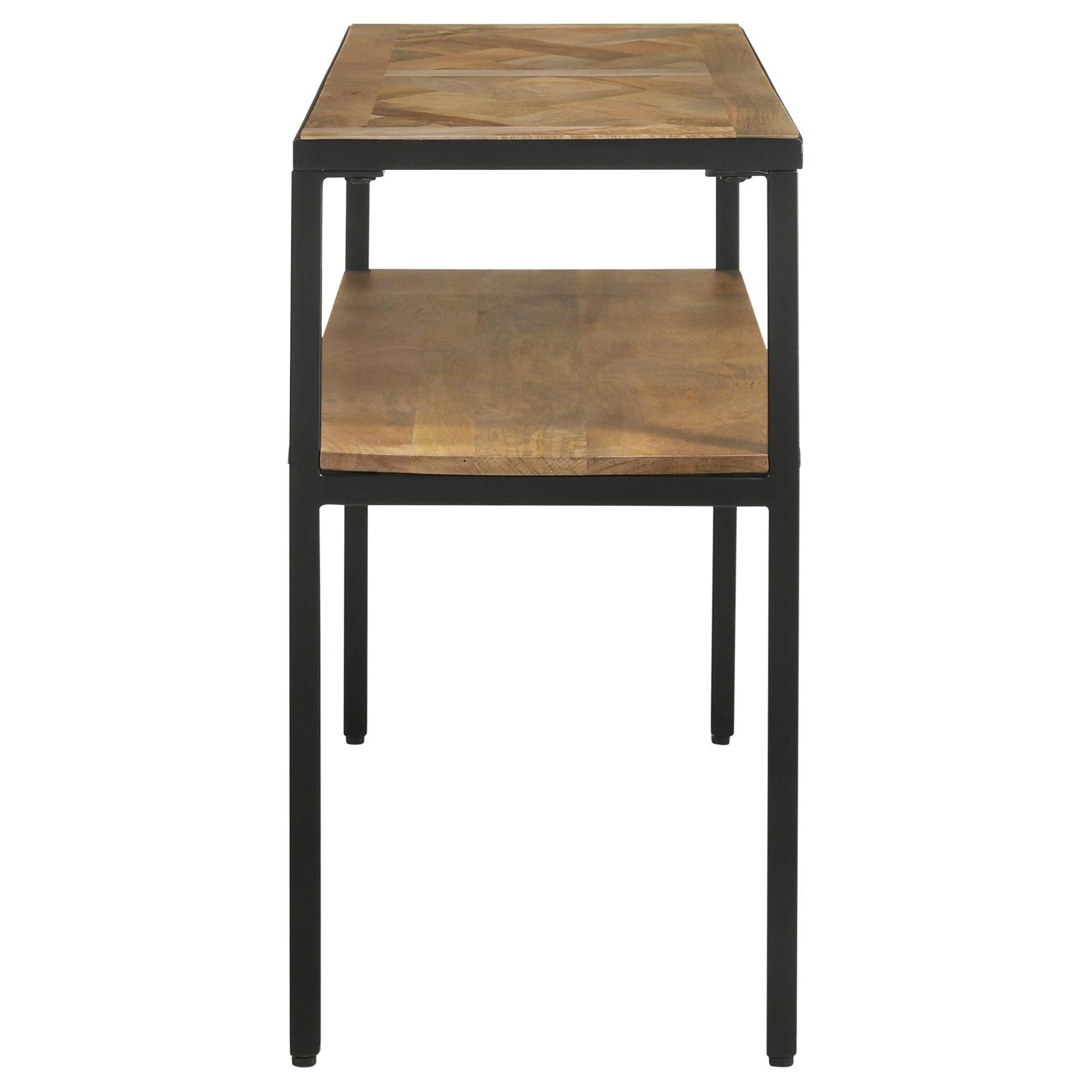 Quince Wood/Metal Console Table with Open Shelf