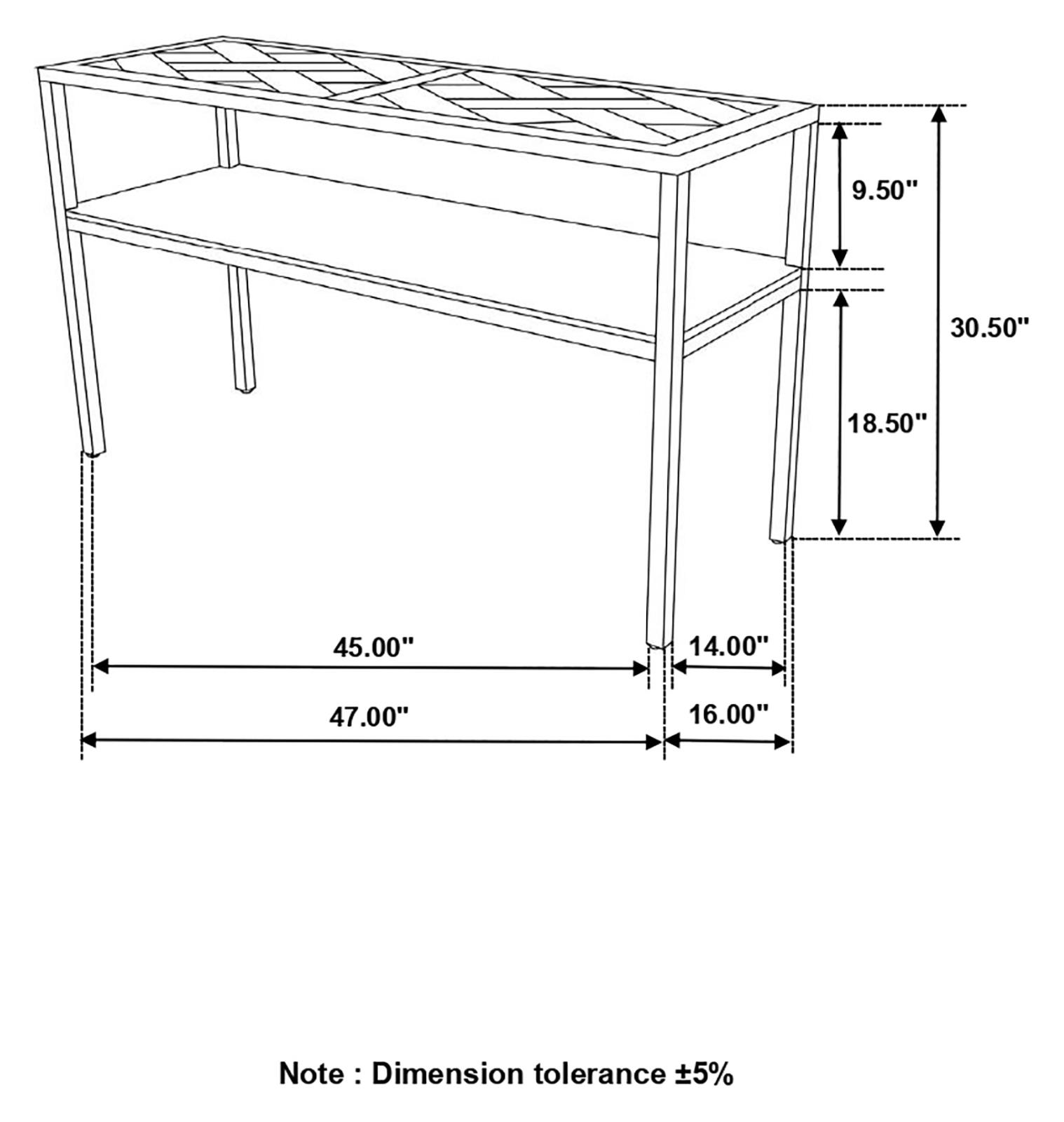 Quince Wood/Metal Console Table with Open Shelf