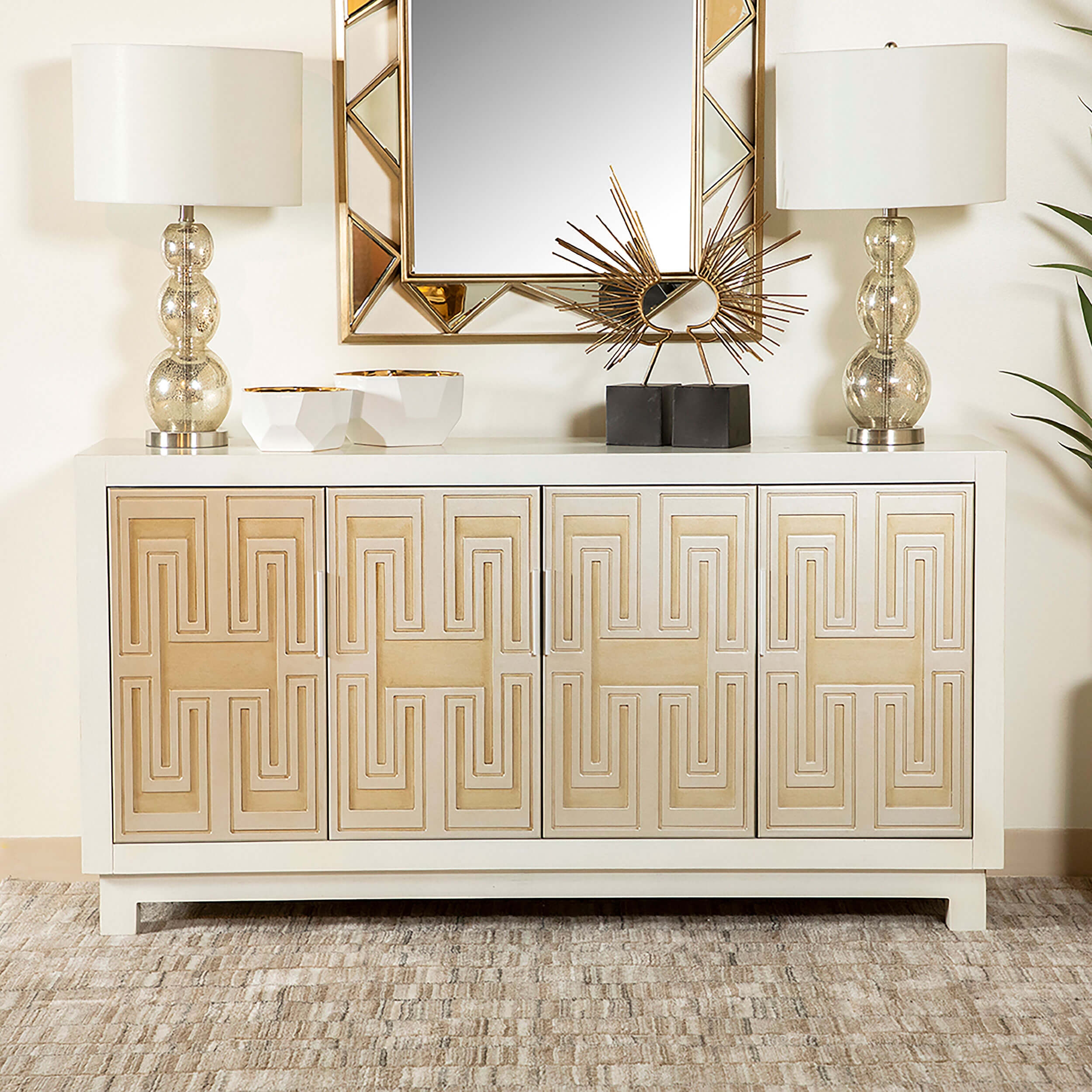 Voula 4-door Wood Veneer Accent Cabinet