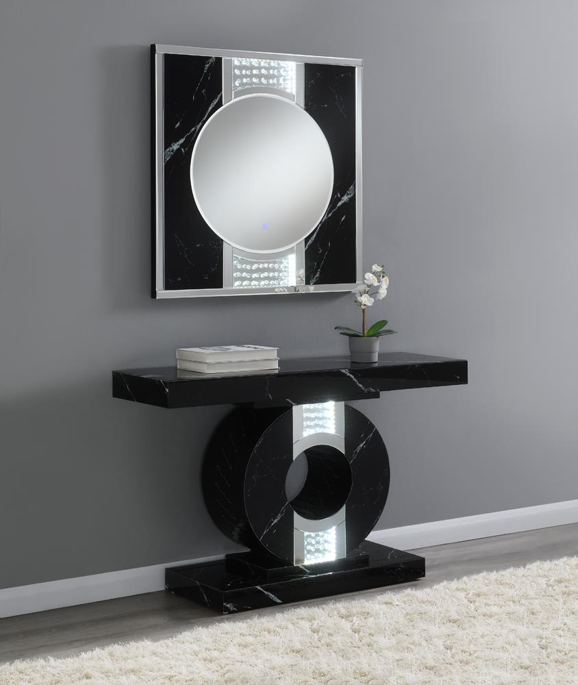 Eliana Faux Marble Geometric Console Table with LED Lighting
