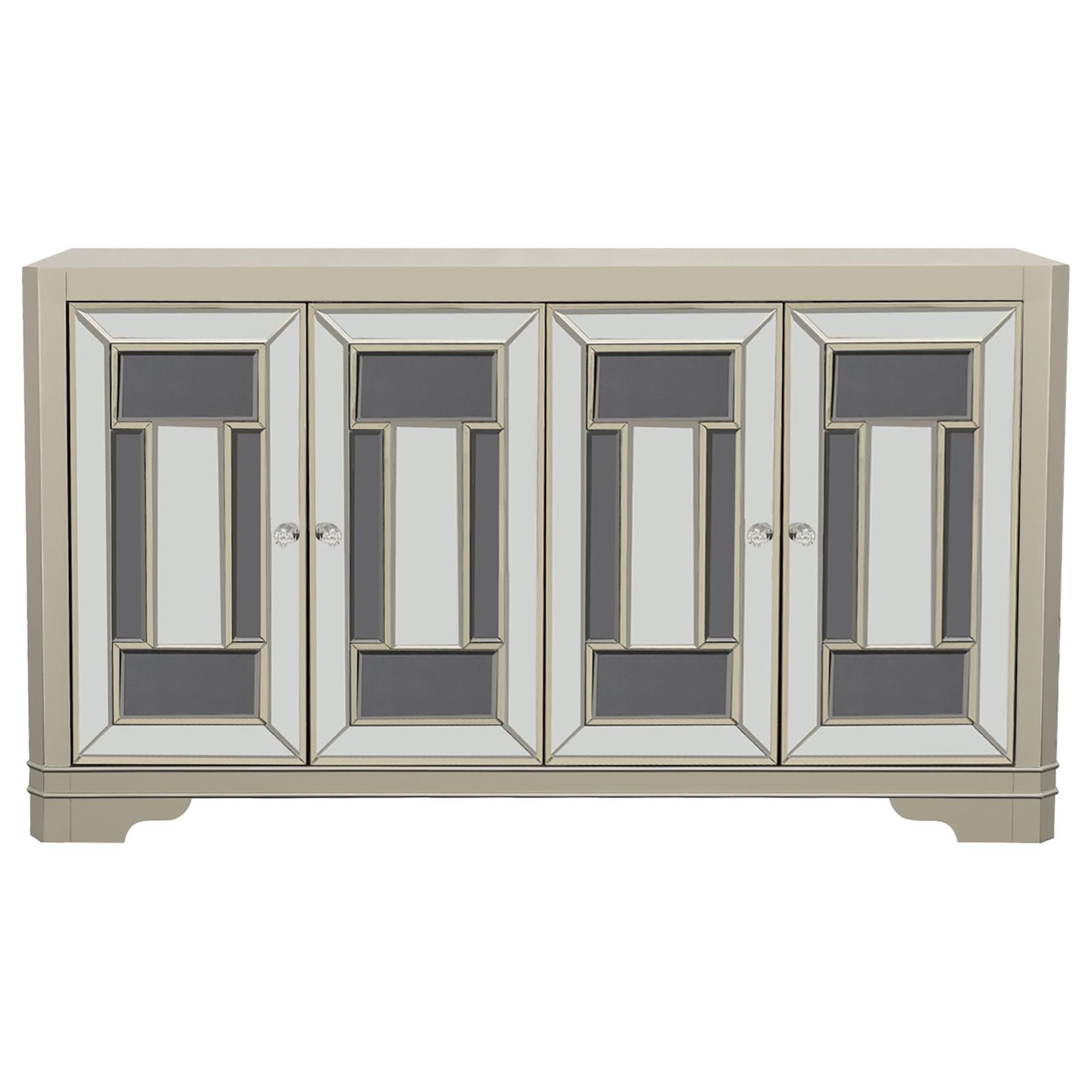 Toula 4-door Wood Veneer/Mirror Accent Cabinet