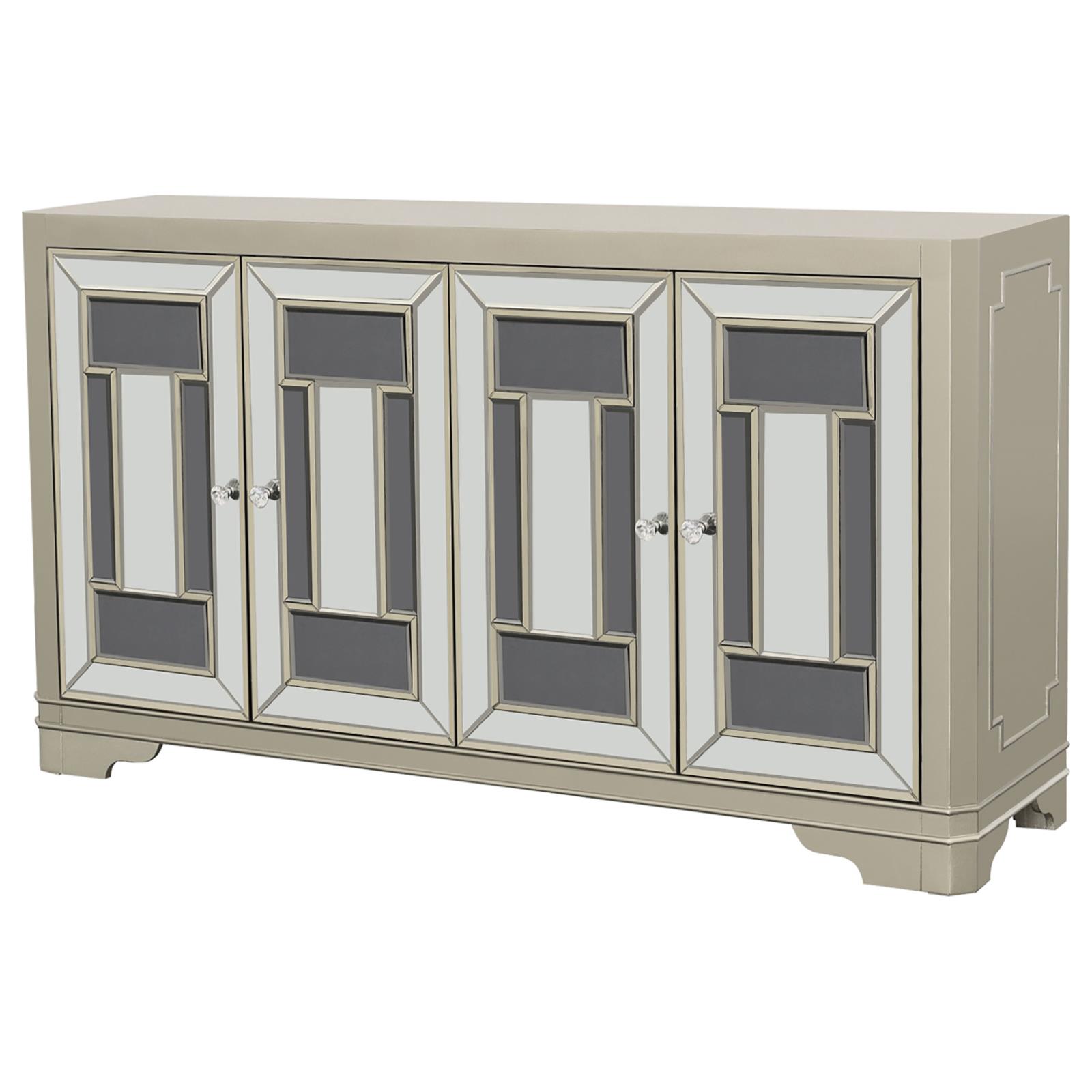 Toula 4-door Wood Veneer/Mirror Accent Cabinet
