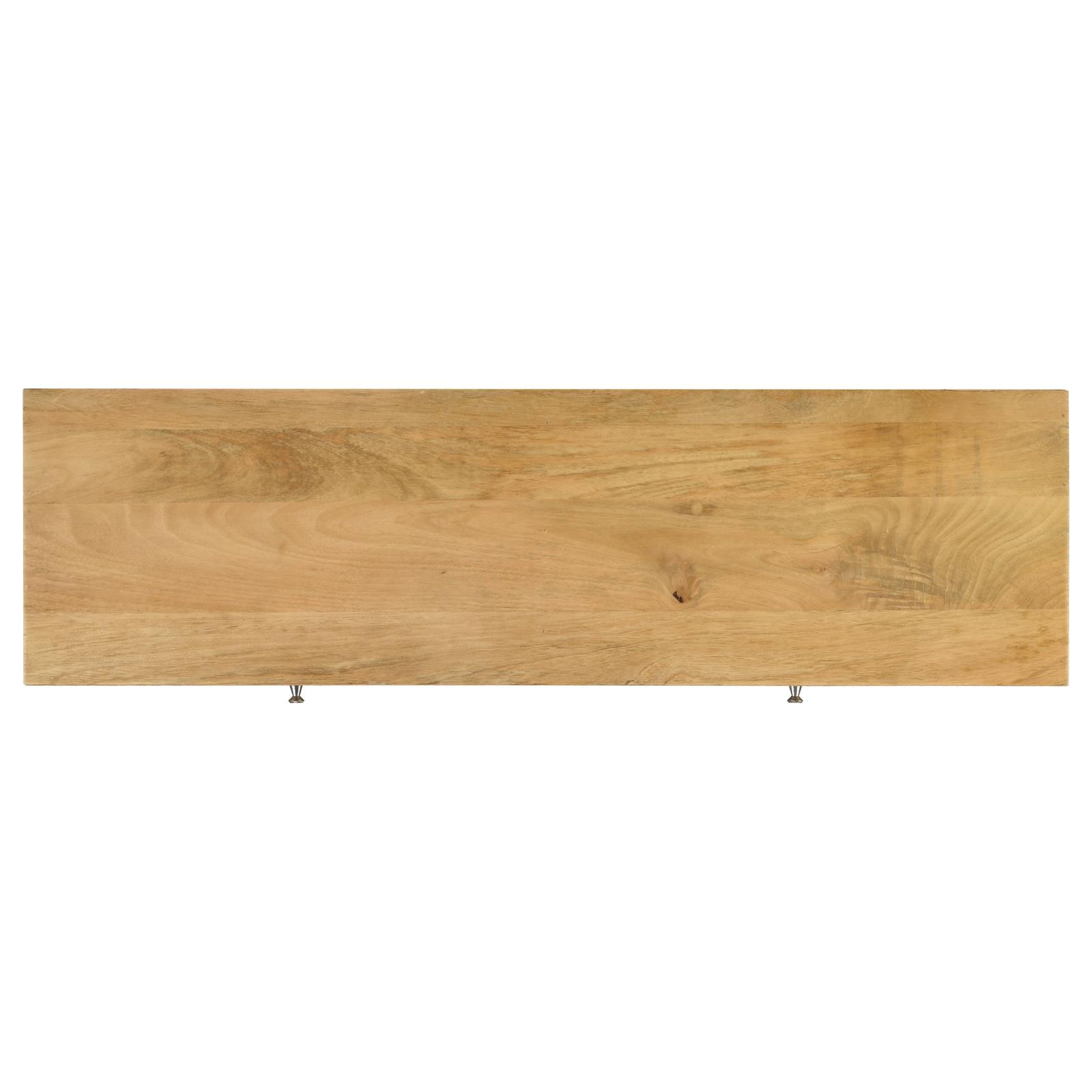 Draco Wood Console Table with Hand Carved Drawers & Stainless Steel Frame
