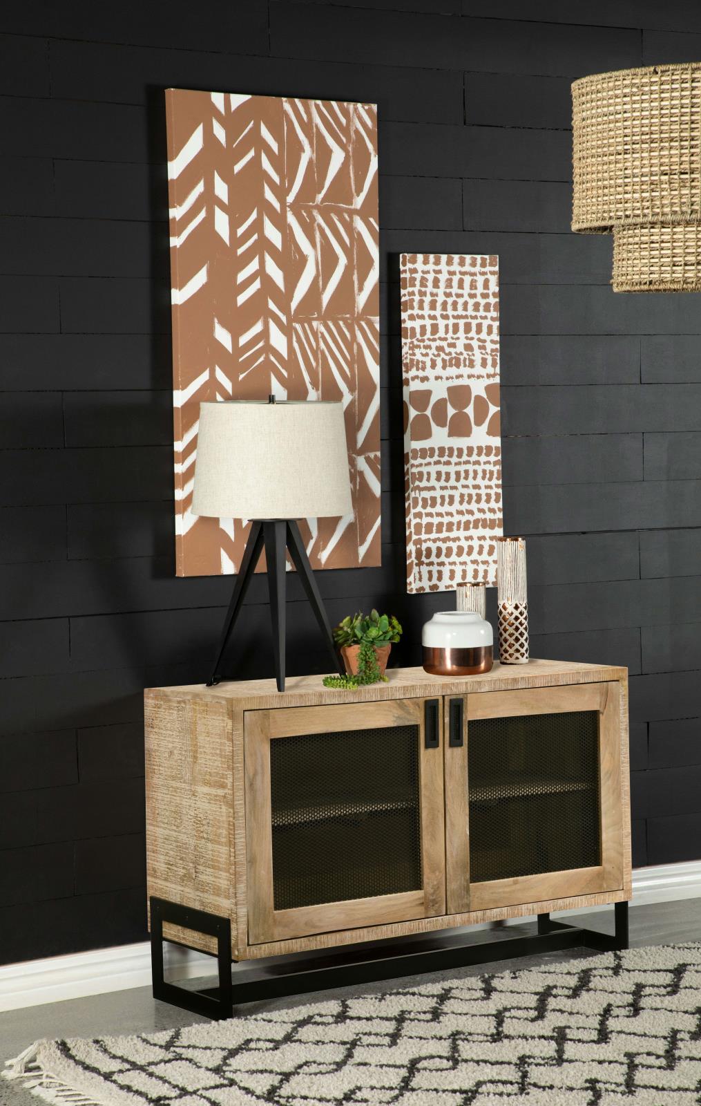 April 2-door Wood Accent Cabinet with Iron Legs