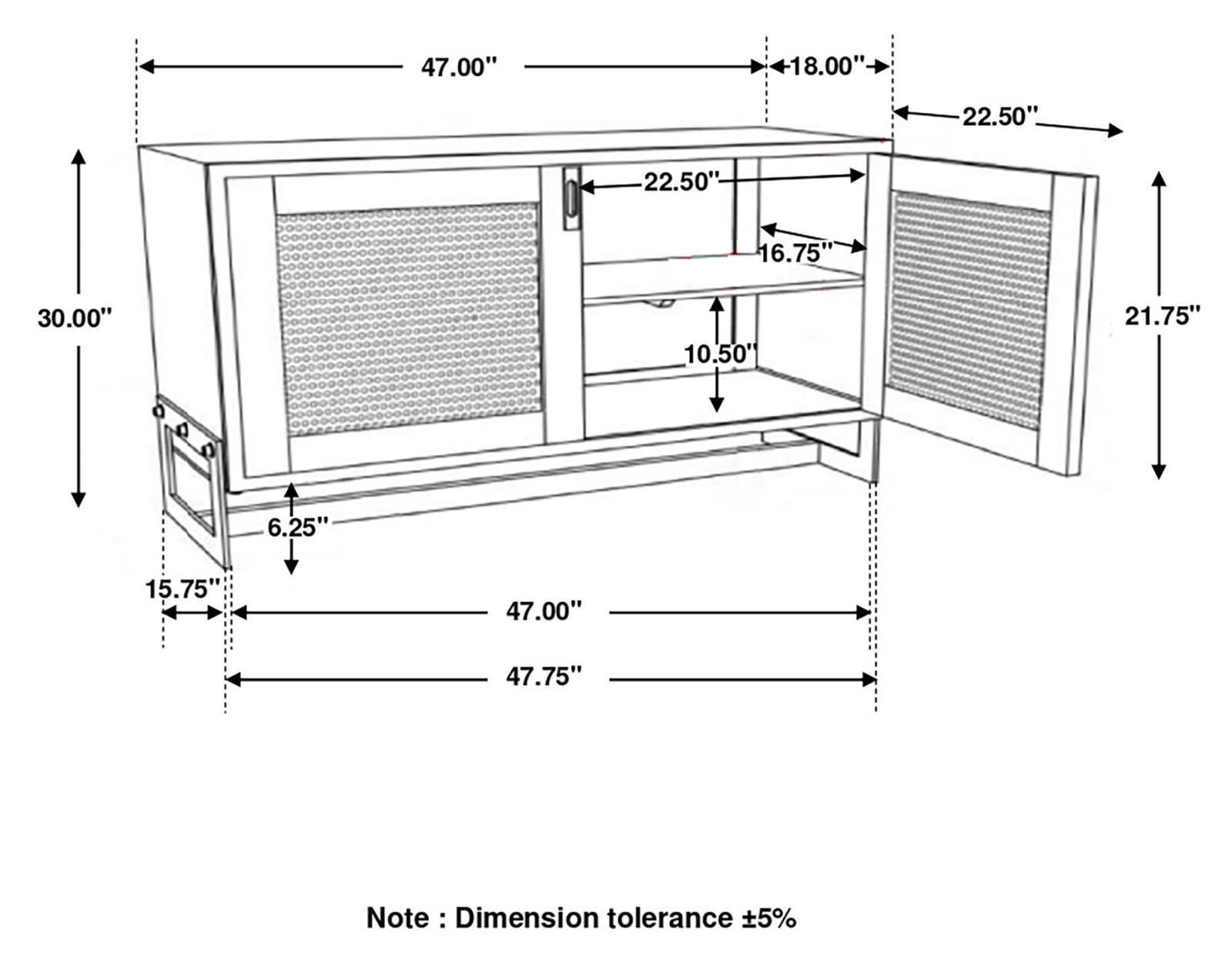 April 2-door Wood Accent Cabinet with Iron Legs