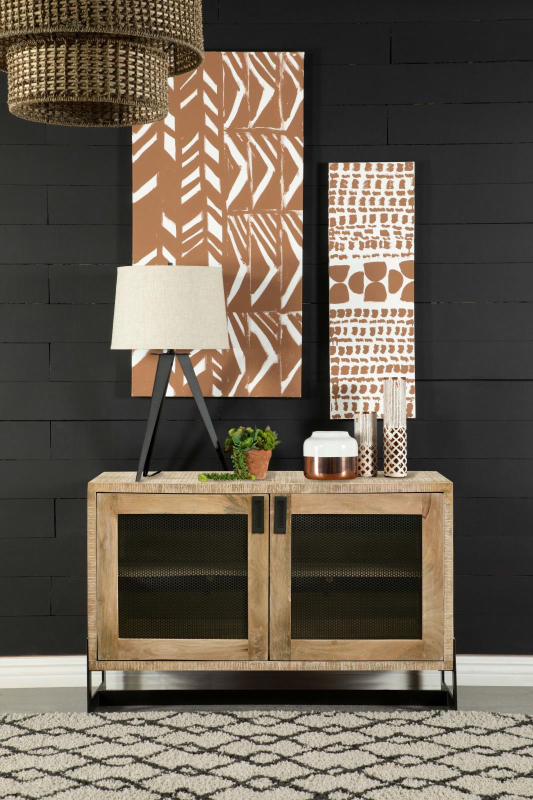 April 2-door Wood Accent Cabinet with Iron Legs