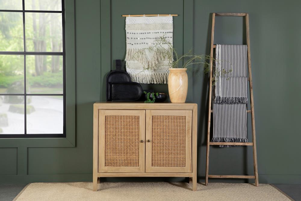 Zamora 2-Door Mango Wood/Cane Accent Cabinet