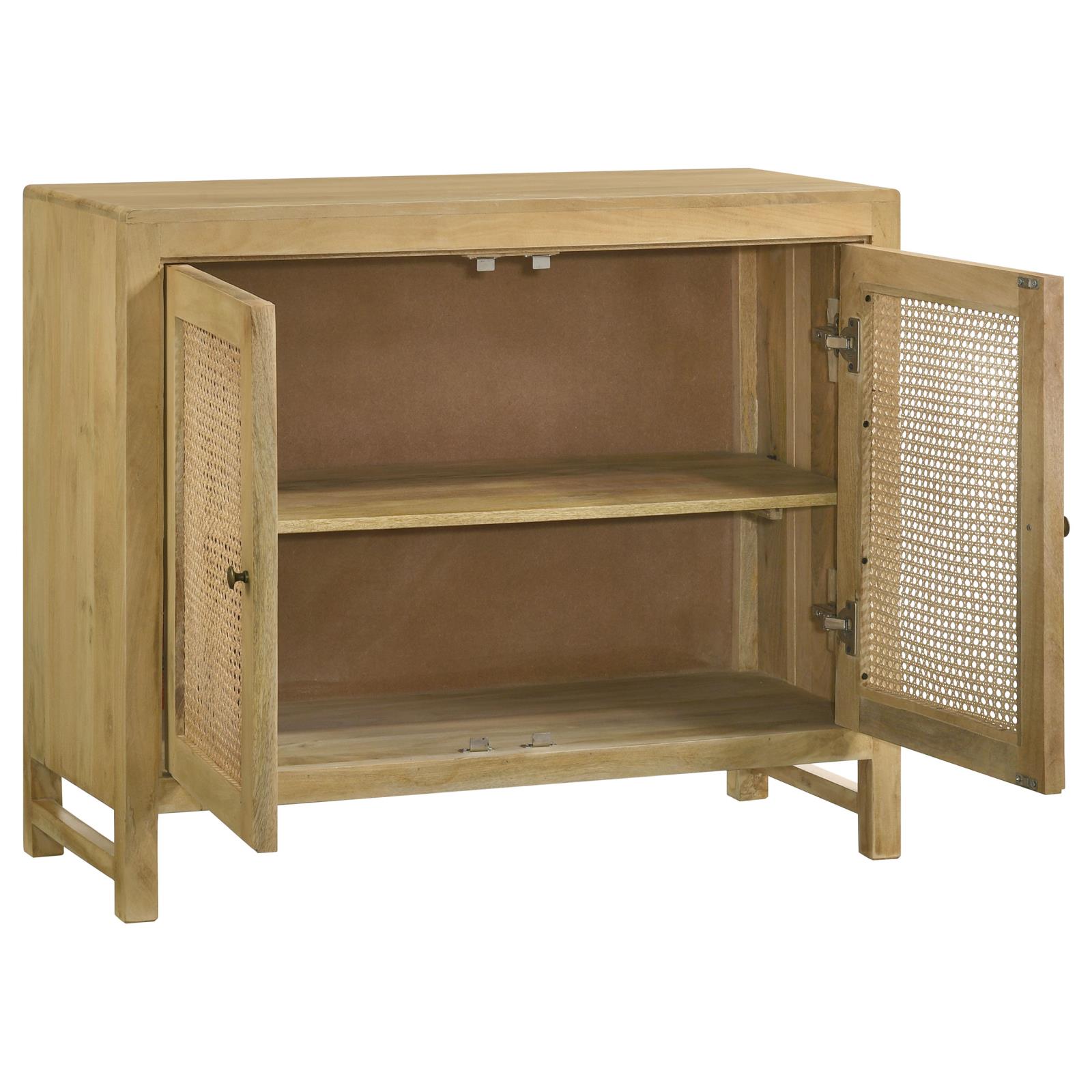 Zamora 2-Door Mango Wood/Cane Accent Cabinet