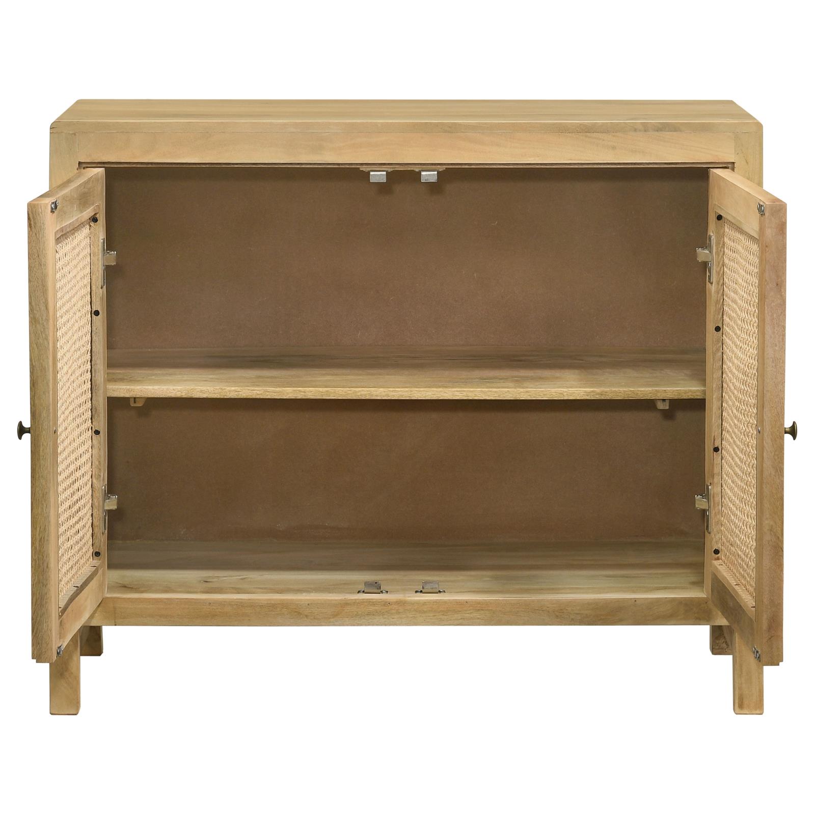 Zamora 2-Door Mango Wood/Cane Accent Cabinet