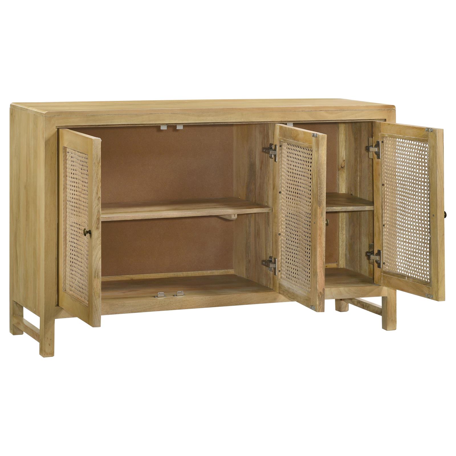 Zamora 3-Door Wood/Cane Accent Cabinet