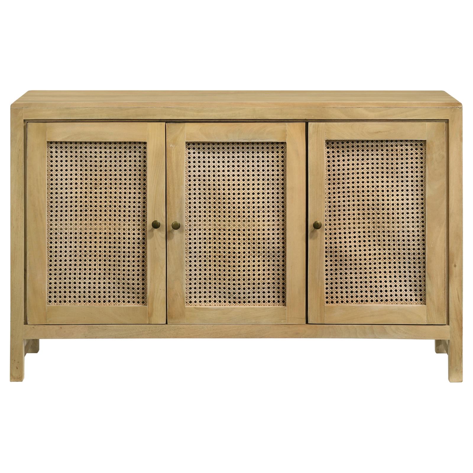 Zamora 3-Door Wood/Cane Accent Cabinet