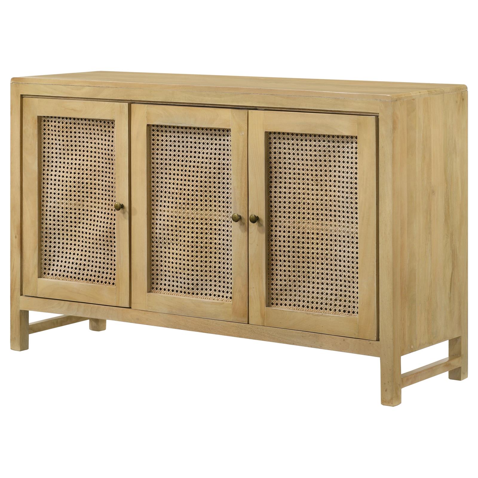 Zamora 3-Door Wood/Cane Accent Cabinet