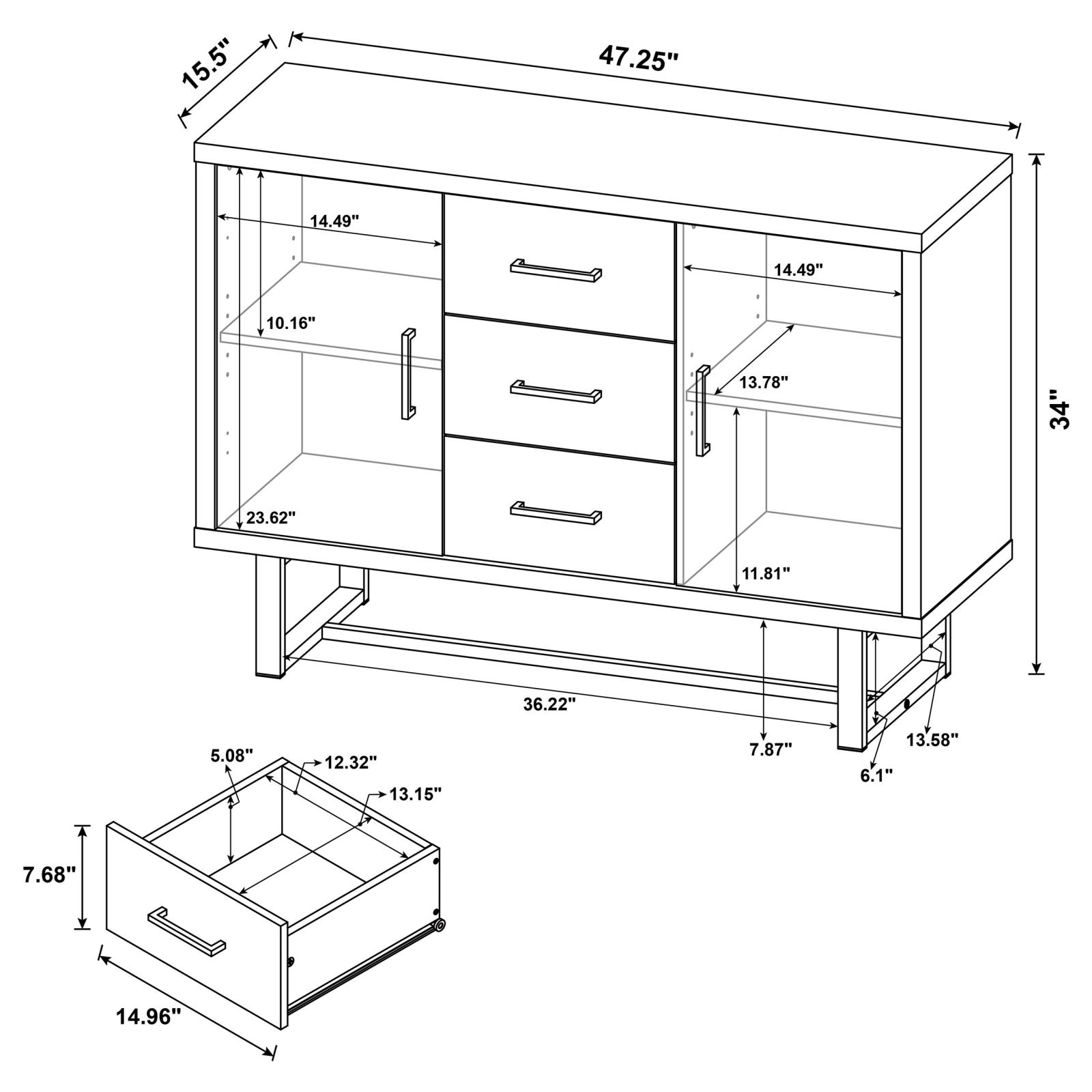 Abelardo 3-drawer Wood Veneer Accent Cabinet