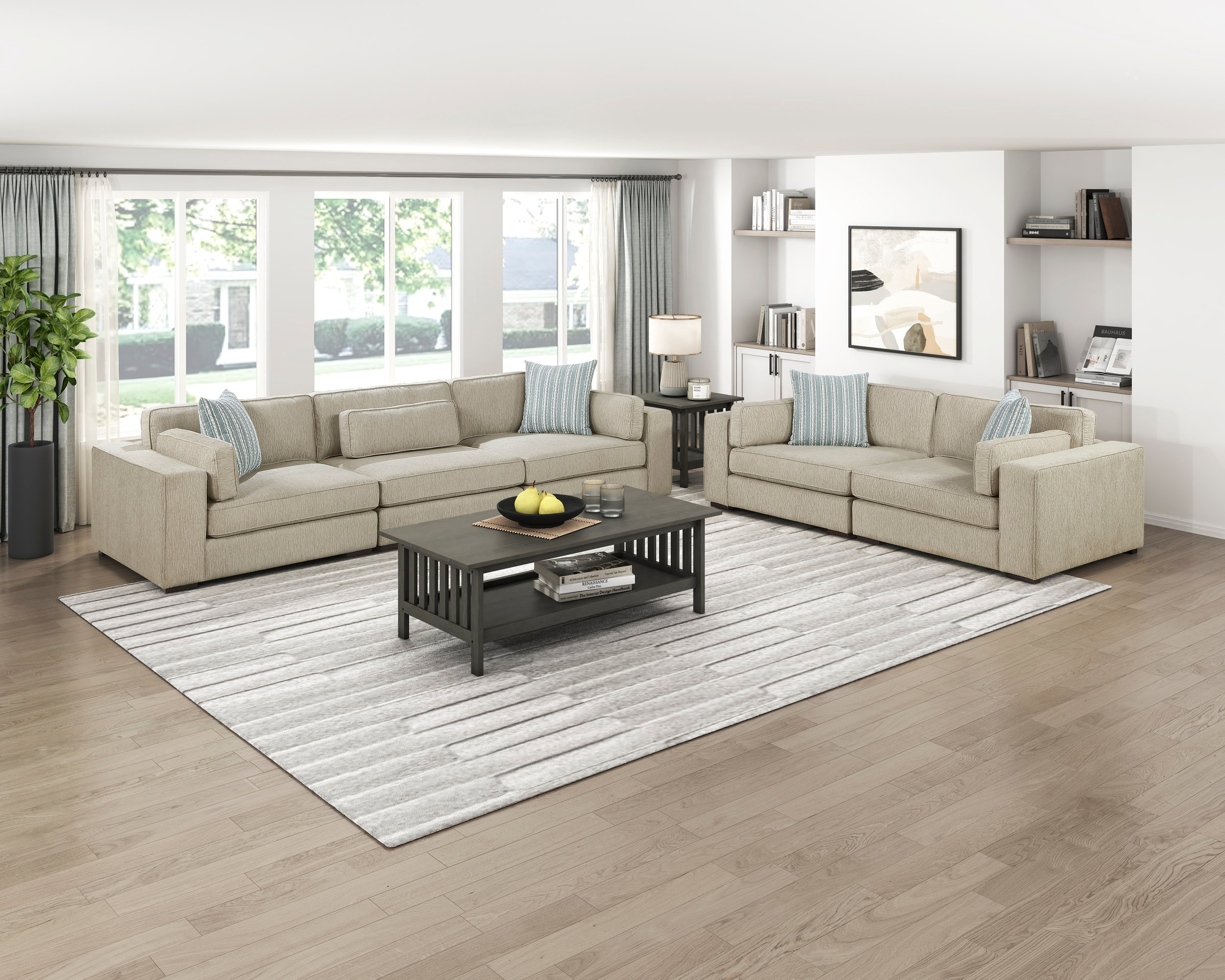 Mila L-Shaped Chenille 4‑Piece Modular Sectional