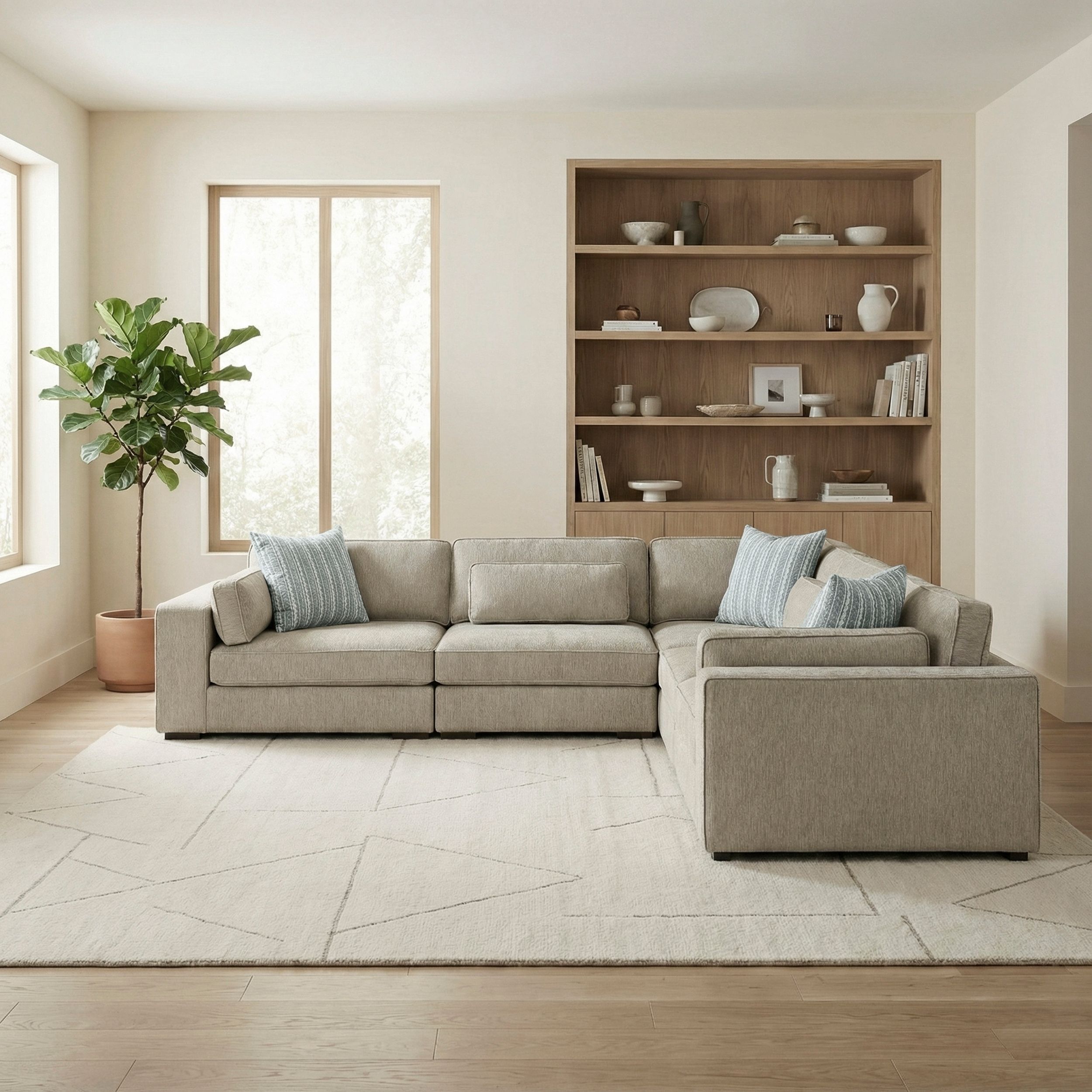 Mila L-Shaped Chenille 4‑Piece Modular Sectional
