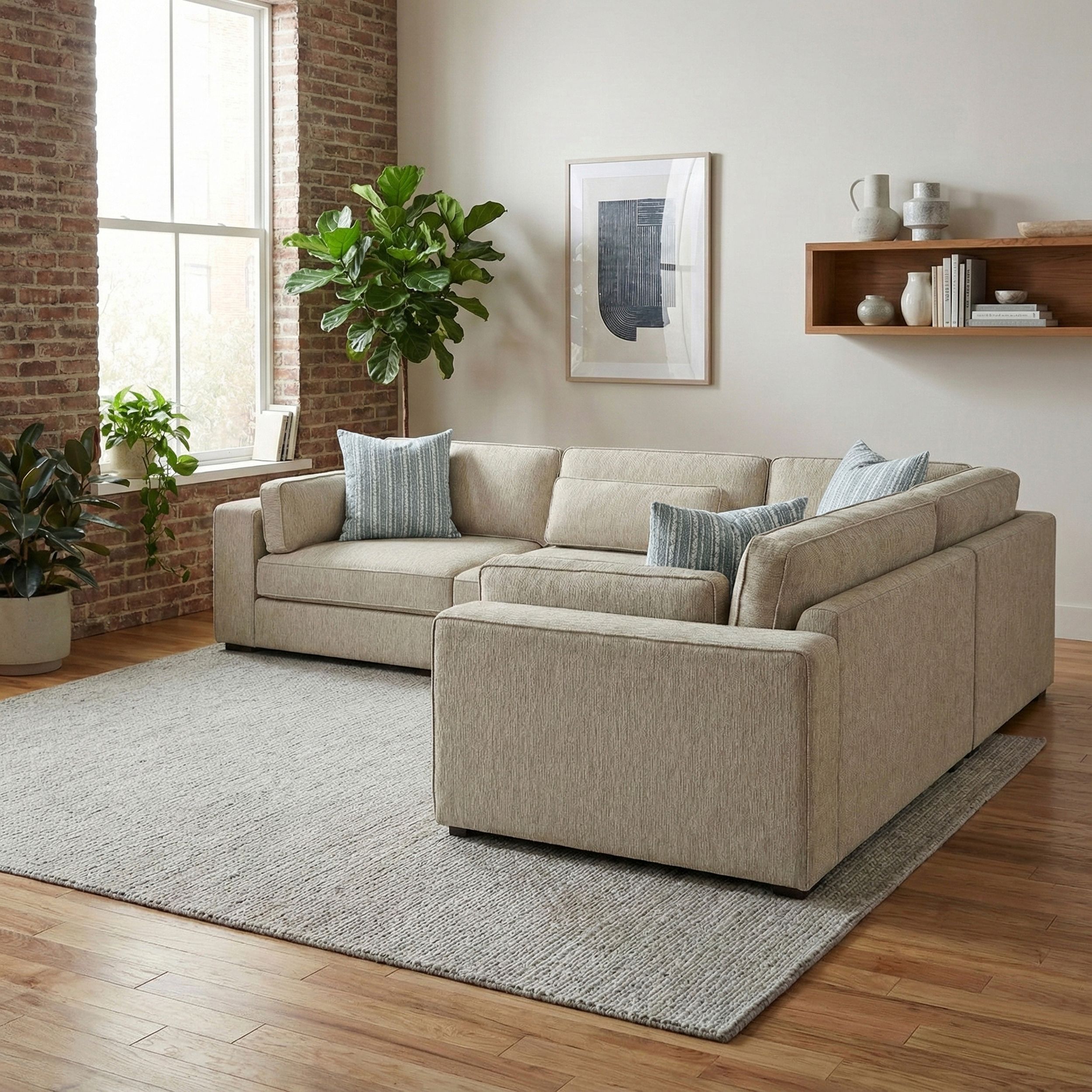 Mila L-Shaped Chenille 4‑Piece Modular Sectional