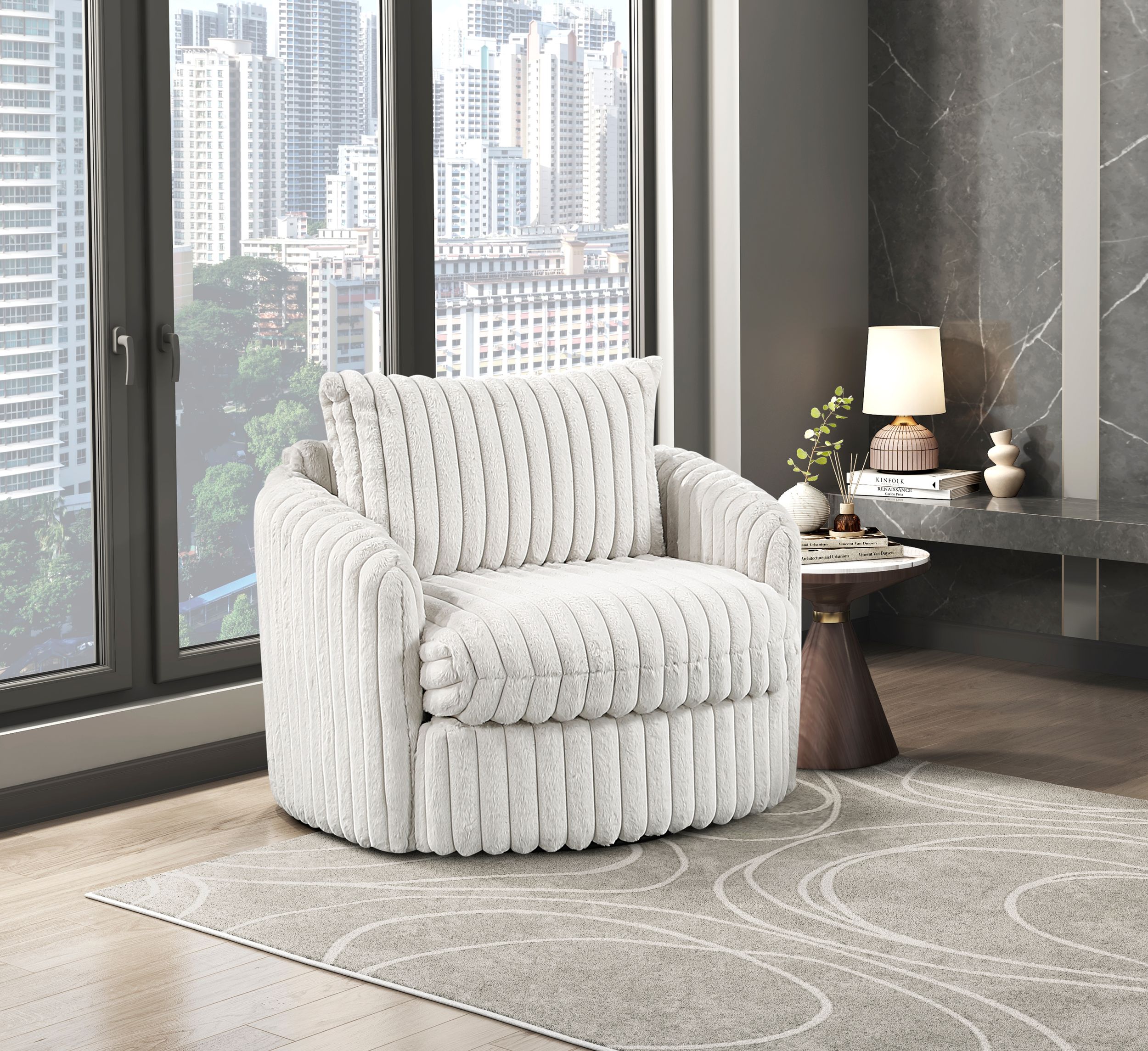 Tomball Corduroy Swivel Chair