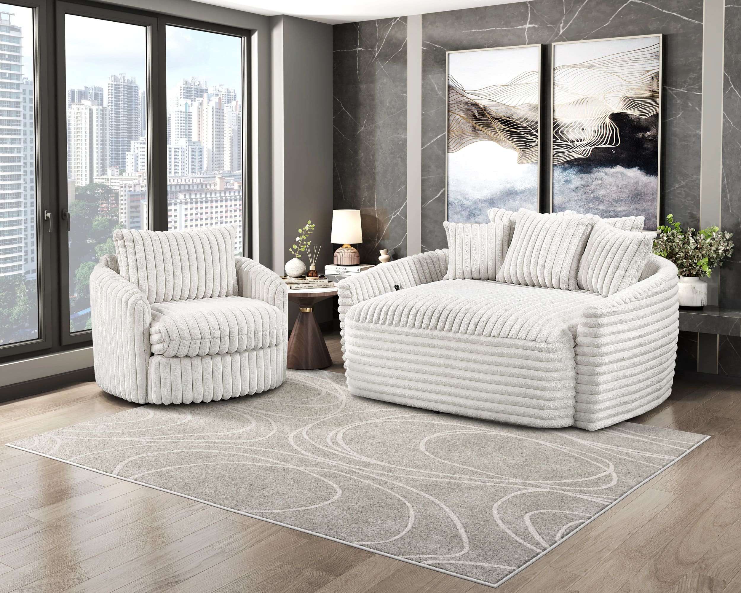 Tomball Corduroy Swivel Chair