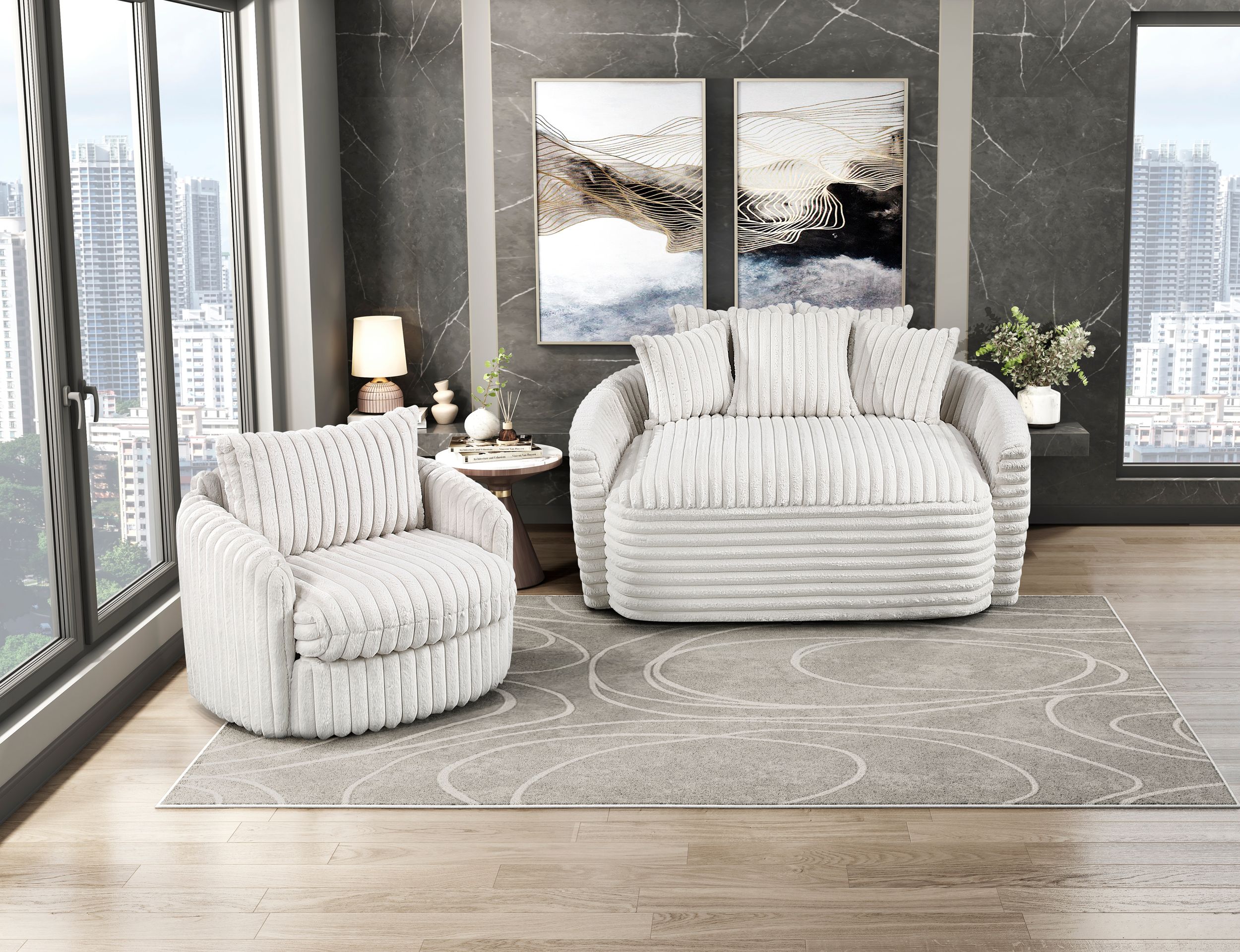 Tomball Corduroy Swivel Chair