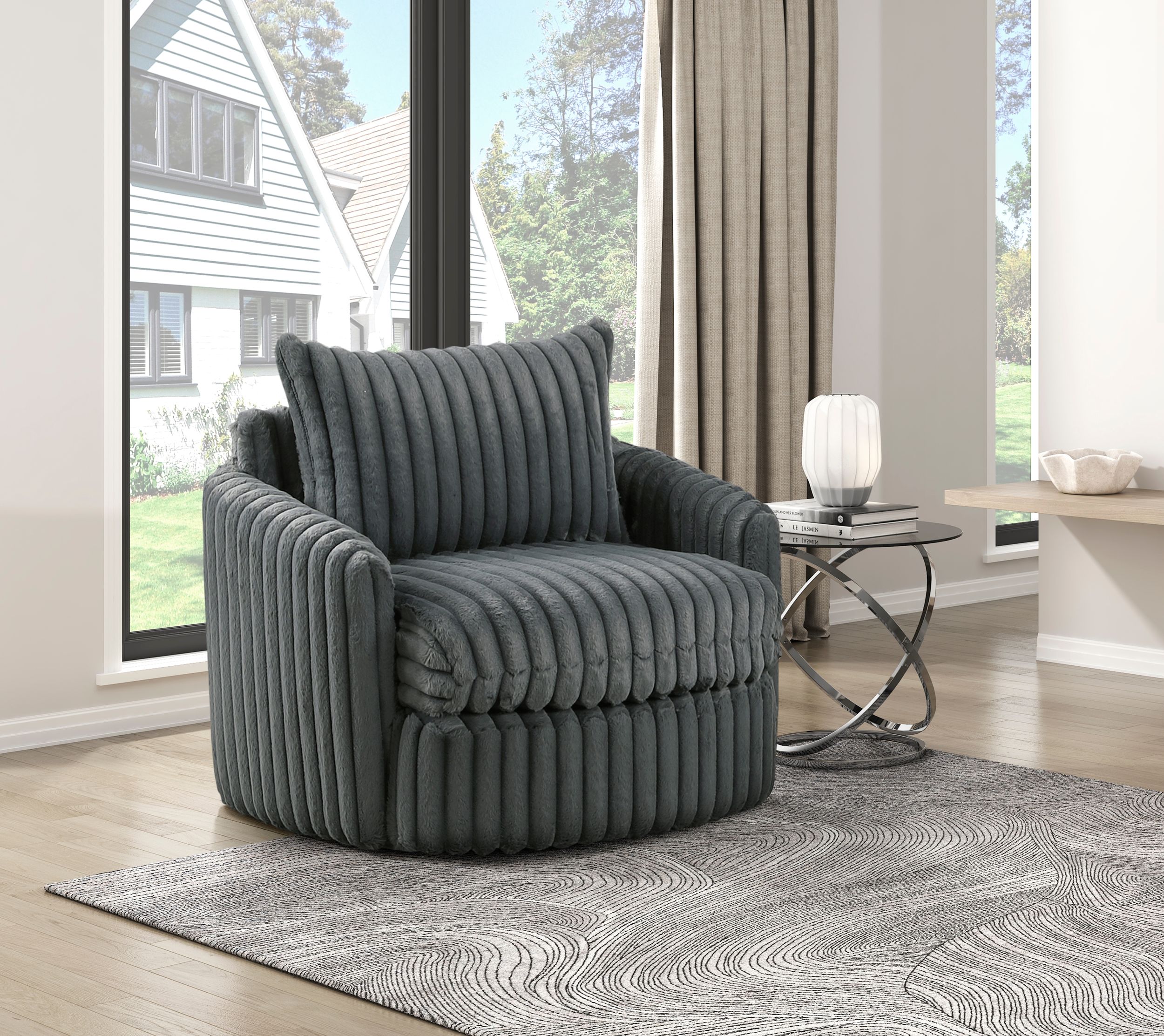 Tomball Corduroy Swivel Chair