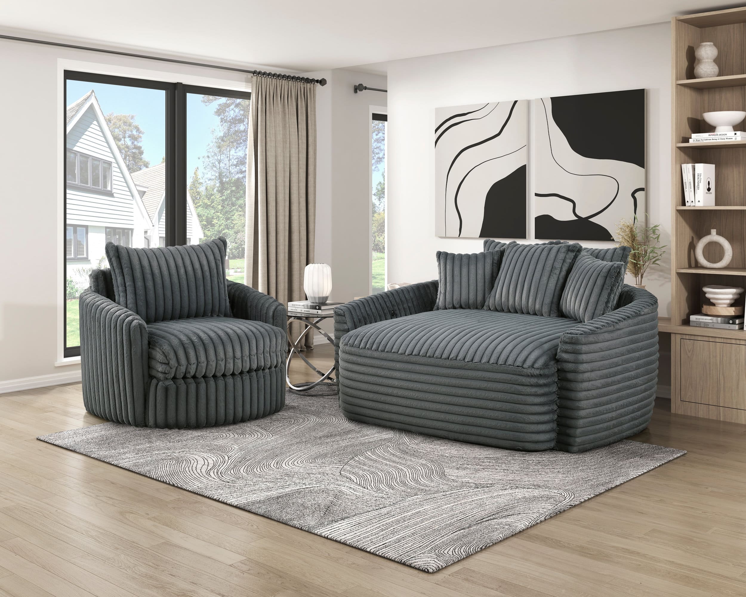 Tomball Corduroy Swivel Chair
