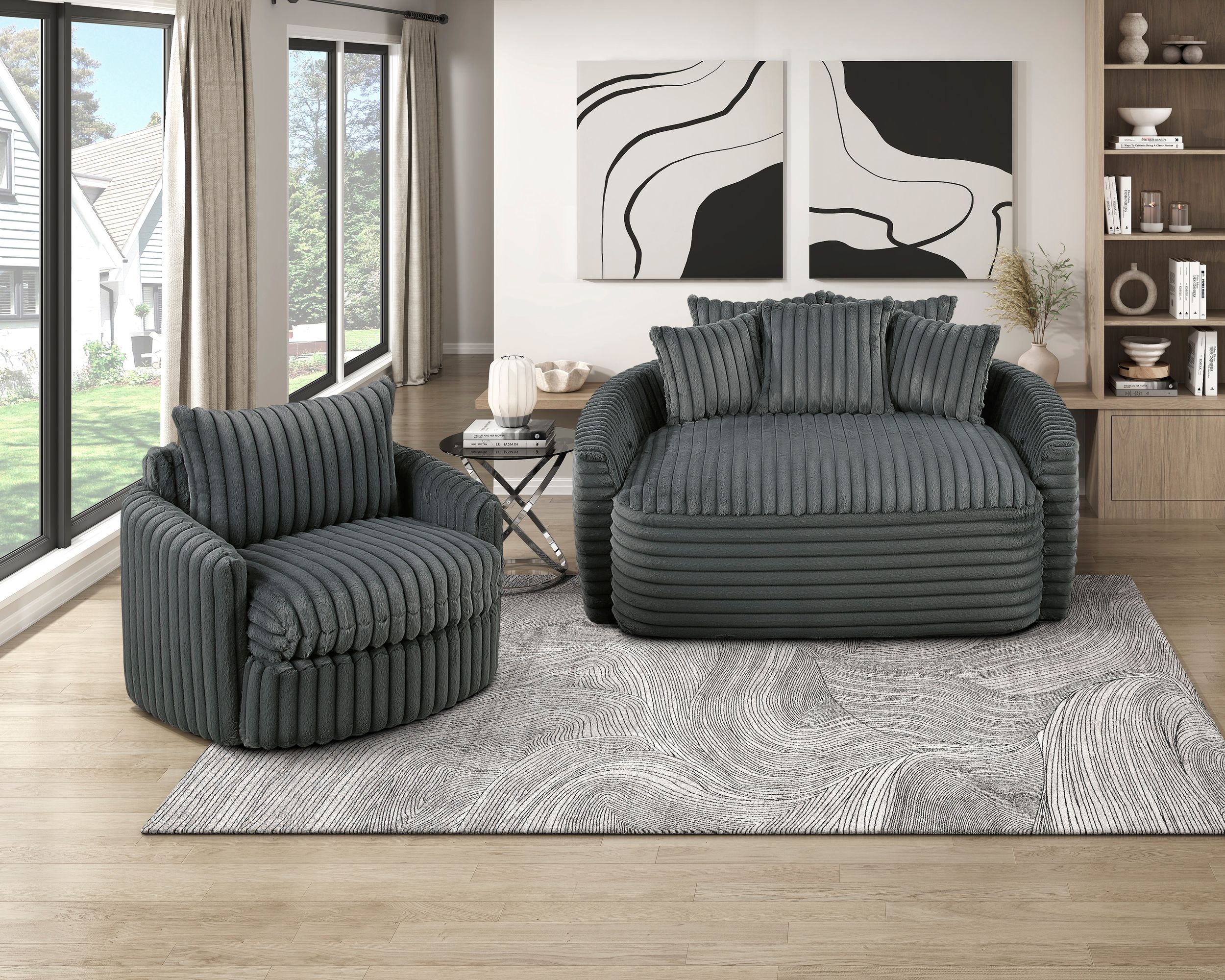 Tomball Corduroy Swivel Chair