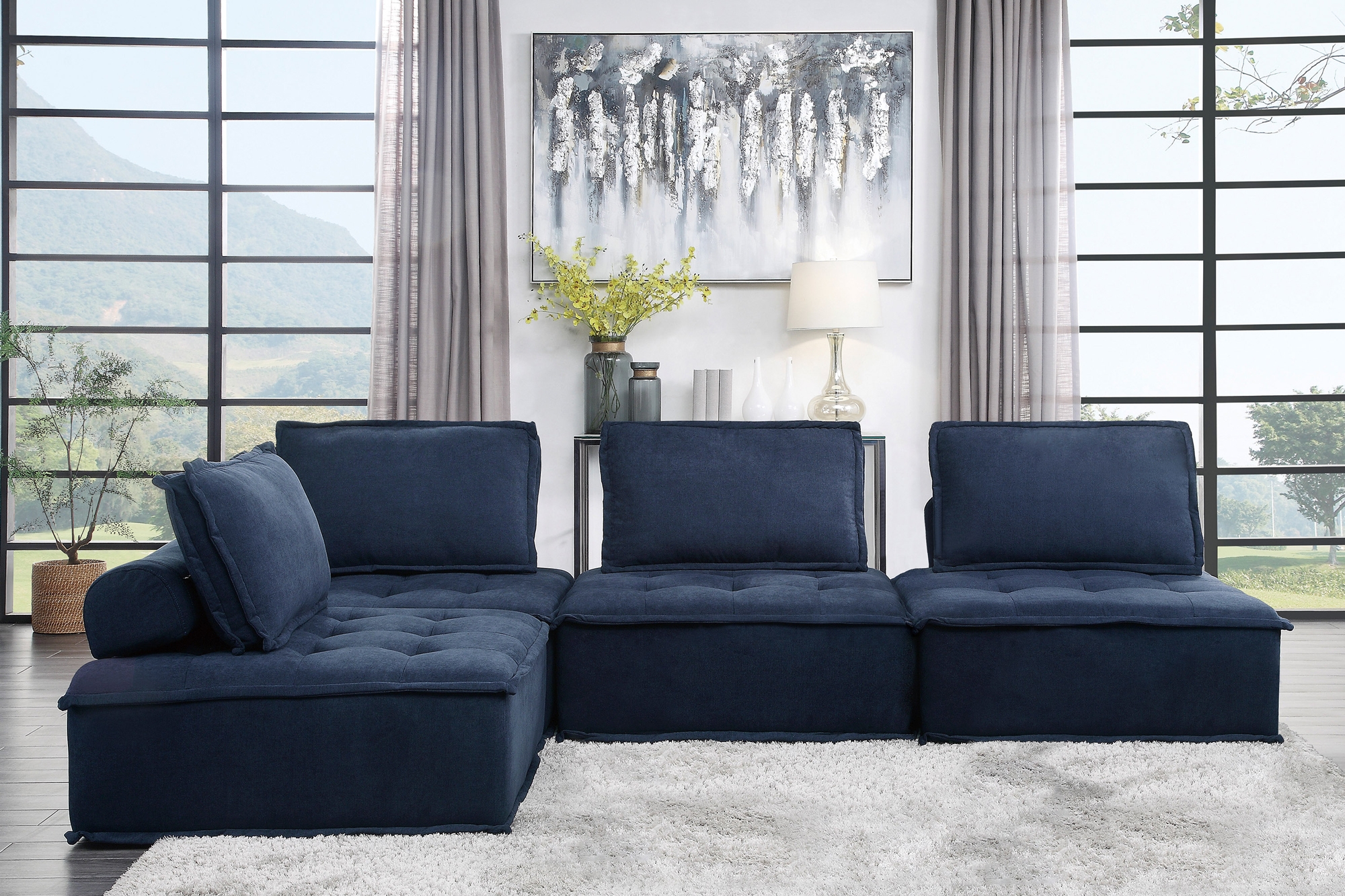 Ulrich Polyester Fabric Modular Sectional Sofa