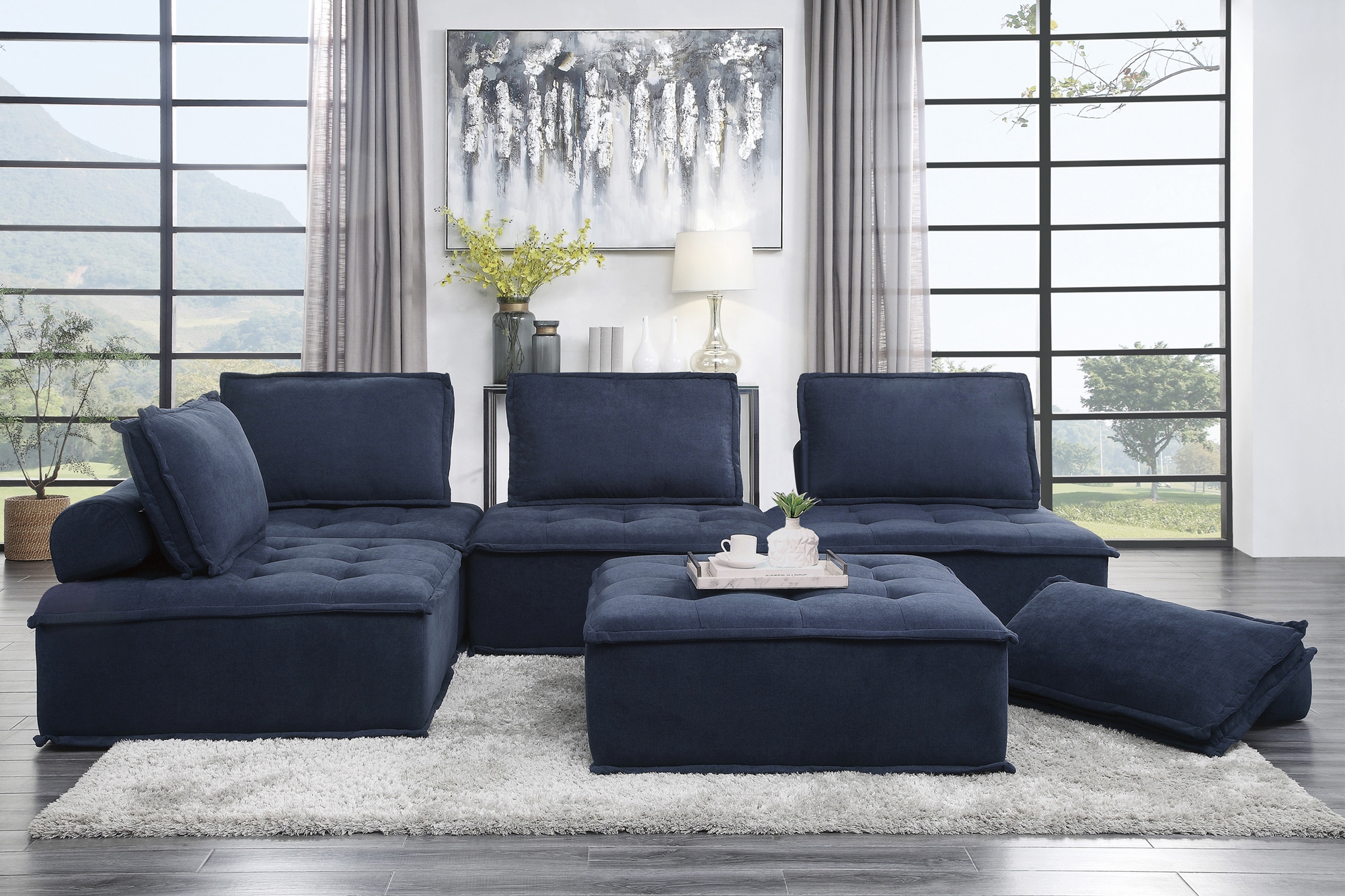 Ulrich Polyester Fabric Modular Sectional Sofa