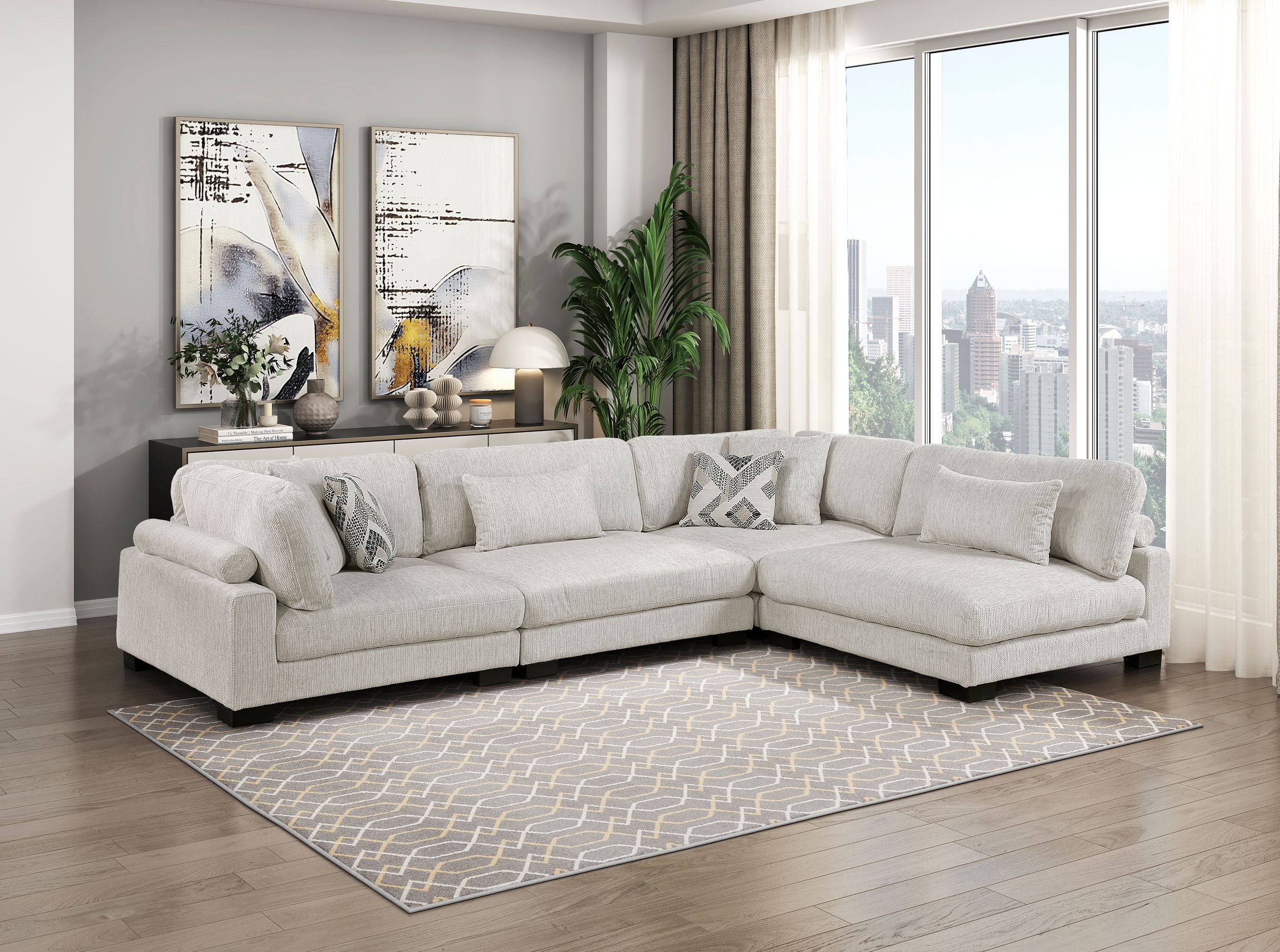 Tinley L-Shaped Microfiber 5‑Piece Modular Sectional