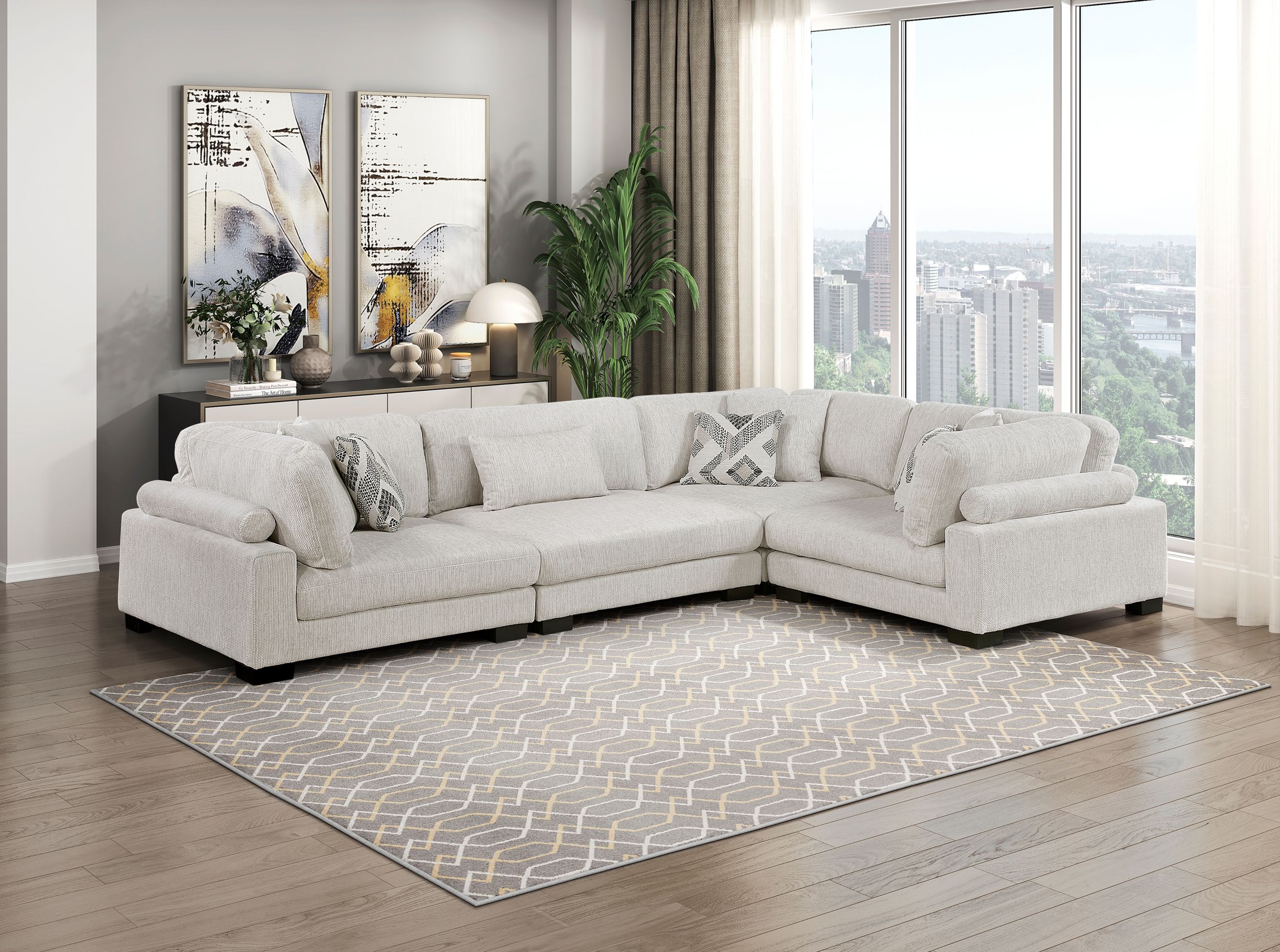 Tinley U-Shaped Microfiber 6‑Piece Modular Sectional with RAF Chaise