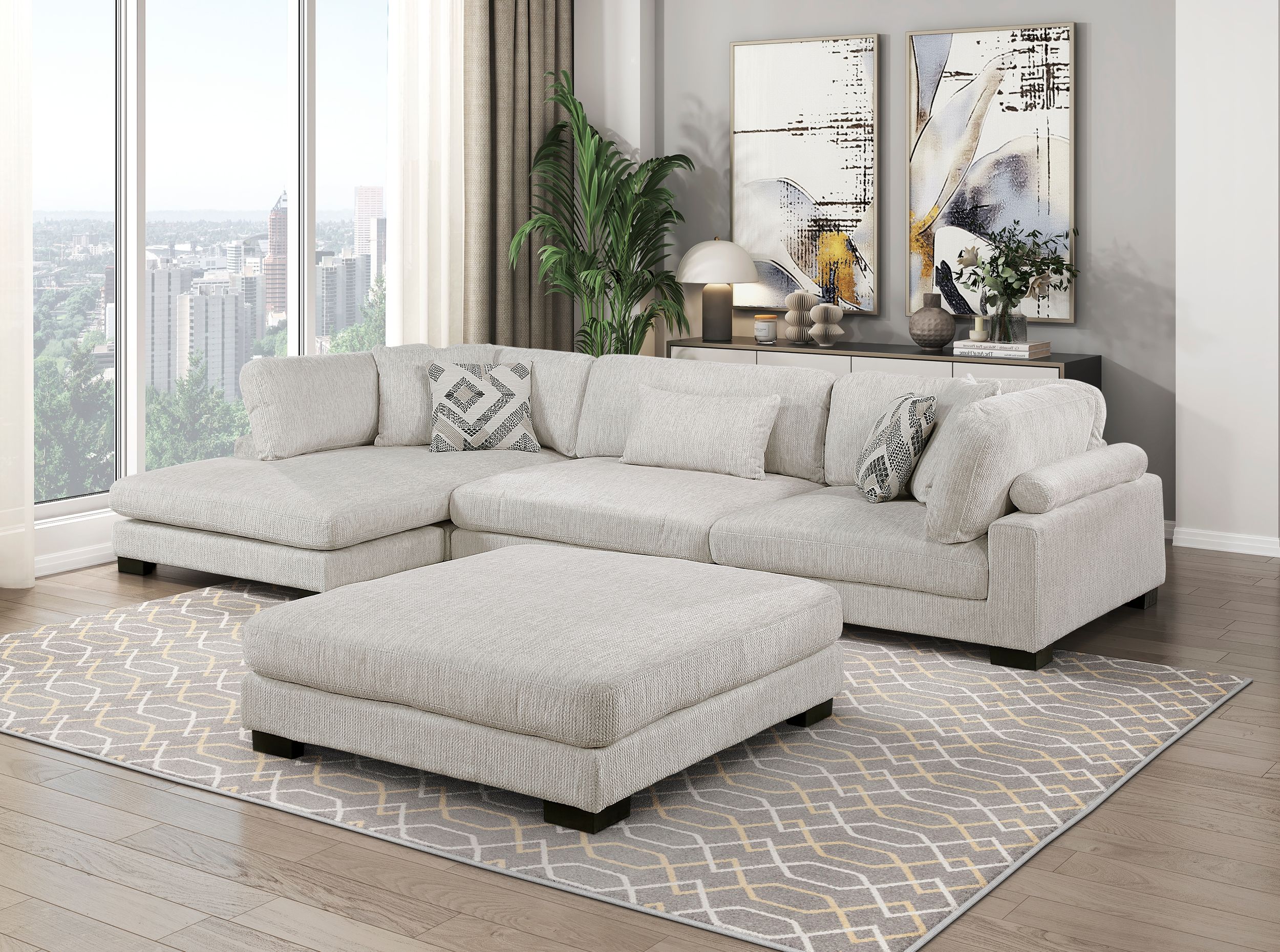 Tinley Square Microfiber Ottoman