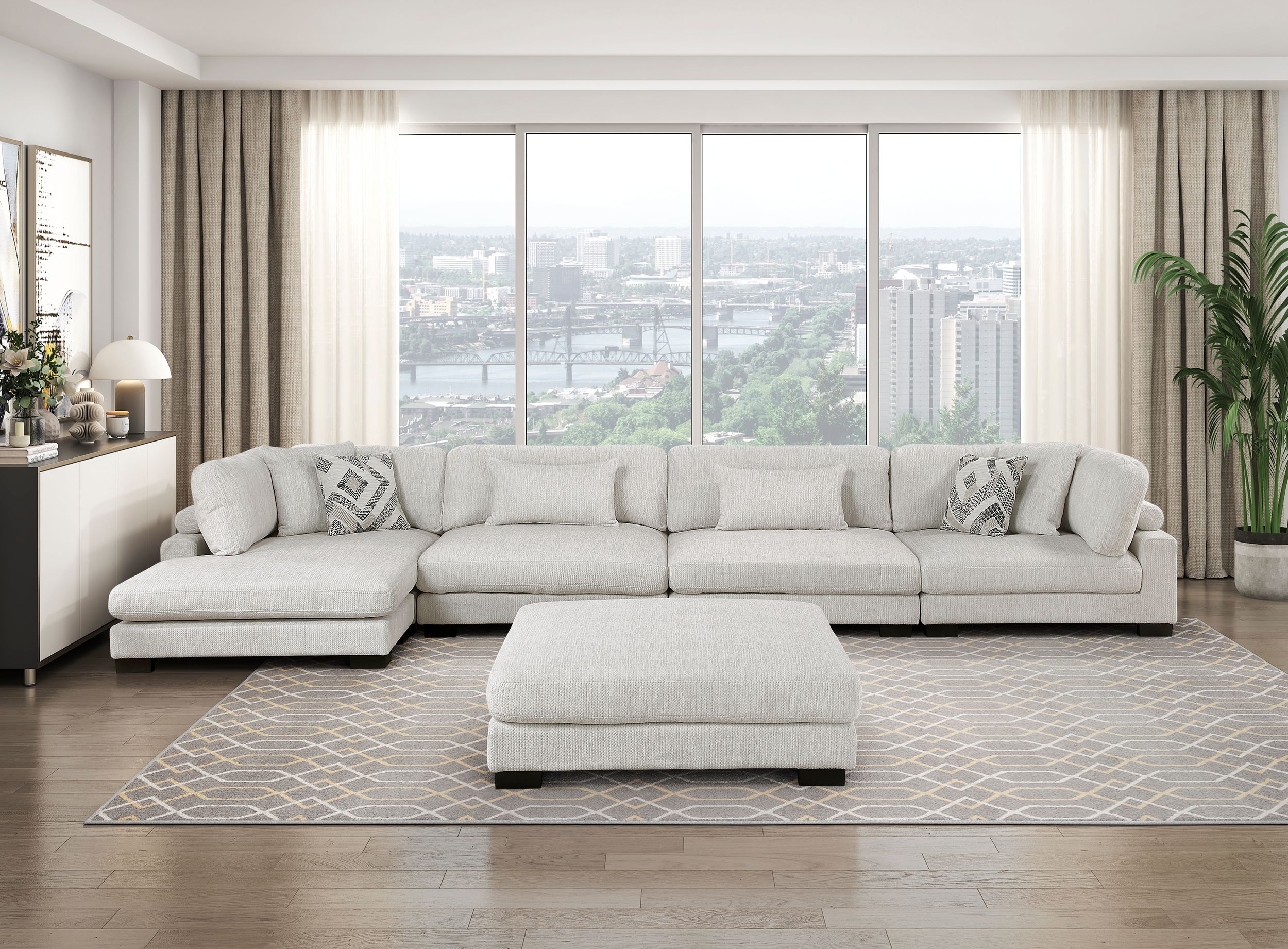 Tinley L-Shaped Microfiber 5‑Piece Modular Sectional